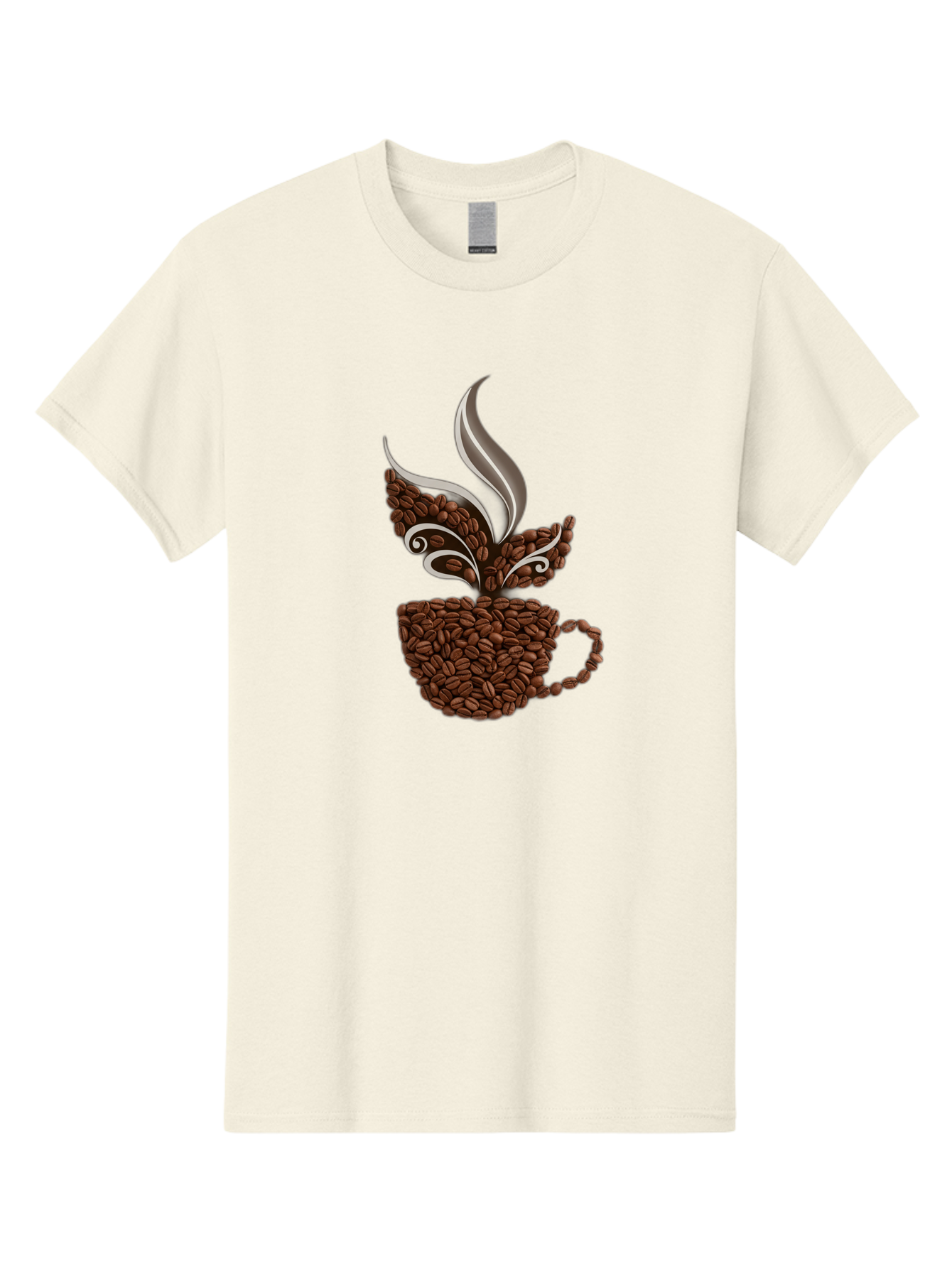 Coffee-Beans-Cup Men'S Graphic Tee, 100% Cotton, Comfortable Casual Summer Wear, Machine Washable, Coffee Beans, Coffee Cup, Brewing Coffee, Warm Beverage, Morning Pick-Me-Up, Coffee Break, Coffee Lover, Coffee Art, Steaming Hot Baa338