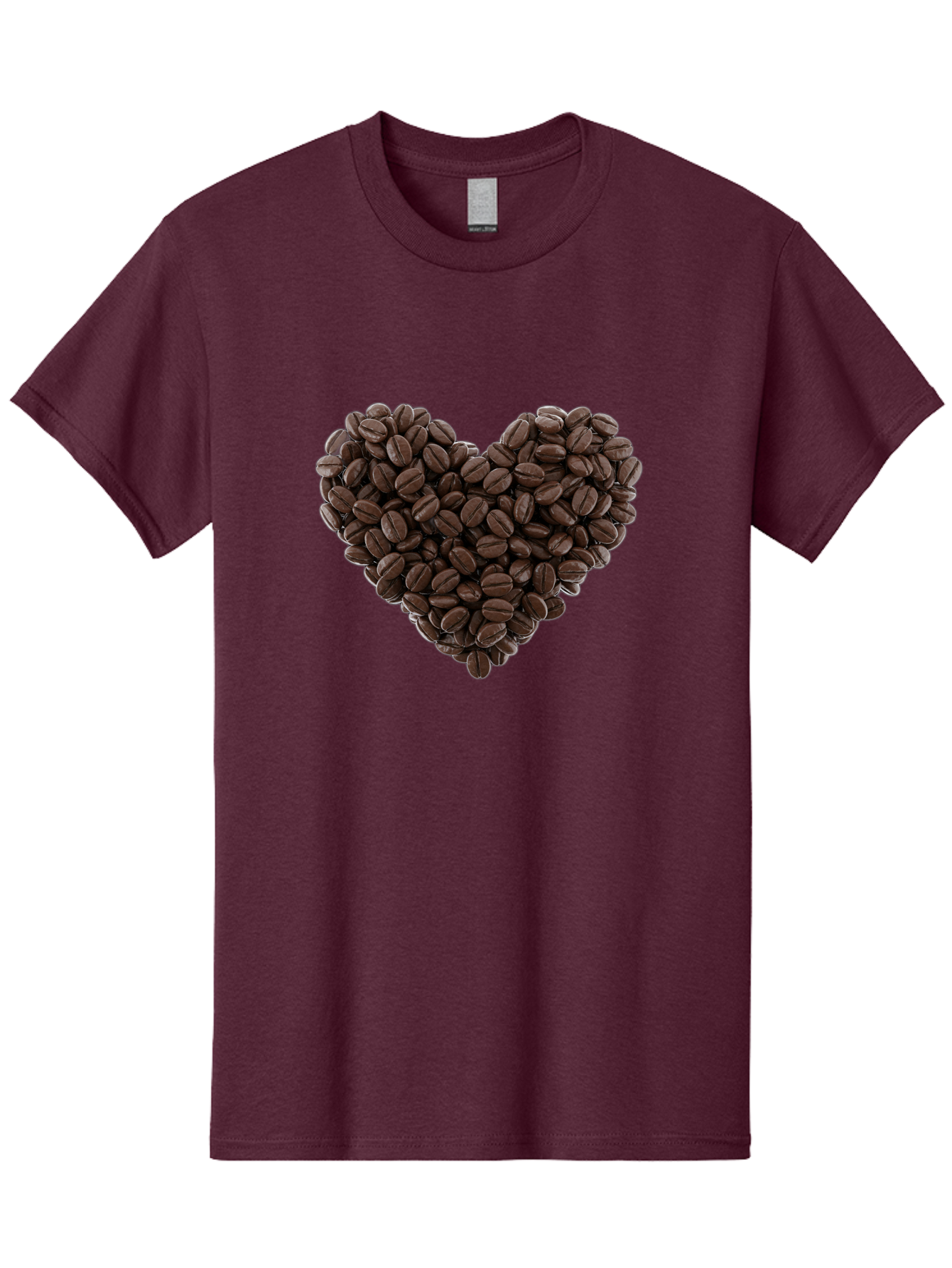 Coffee-Beans-Heart Men'S Graphic Tee, 100% Cotton, Comfortable Casual Summer Wear, Machine Washable, Coffee Beans, Heart Shape, Roasted Coffee, Coffee Lovers, Coffee Obsession, Rich Aroma, Dark Brown Color, Creative Design, Unique Art Baa339