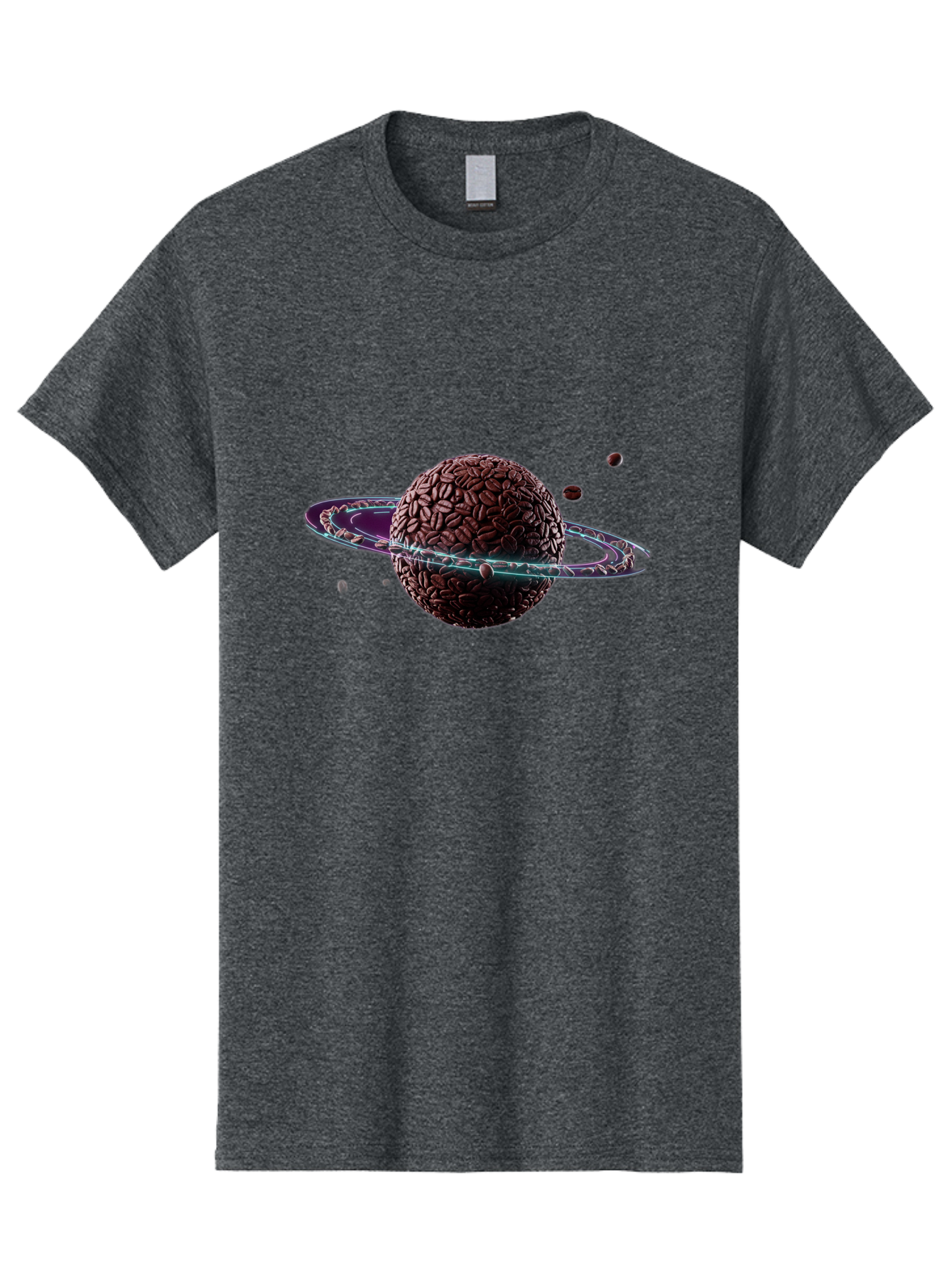 Coffee-Beans-Planet Men'S Graphic Tee, 100% Cotton, Comfortable Casual Summer Wear, Machine Washable, Coffee Beans, Planet With Rings, Creative Food Art, Coffee-Inspired Galaxy, Unique Design, Artistic Expression, Coffee Culture, Baa341