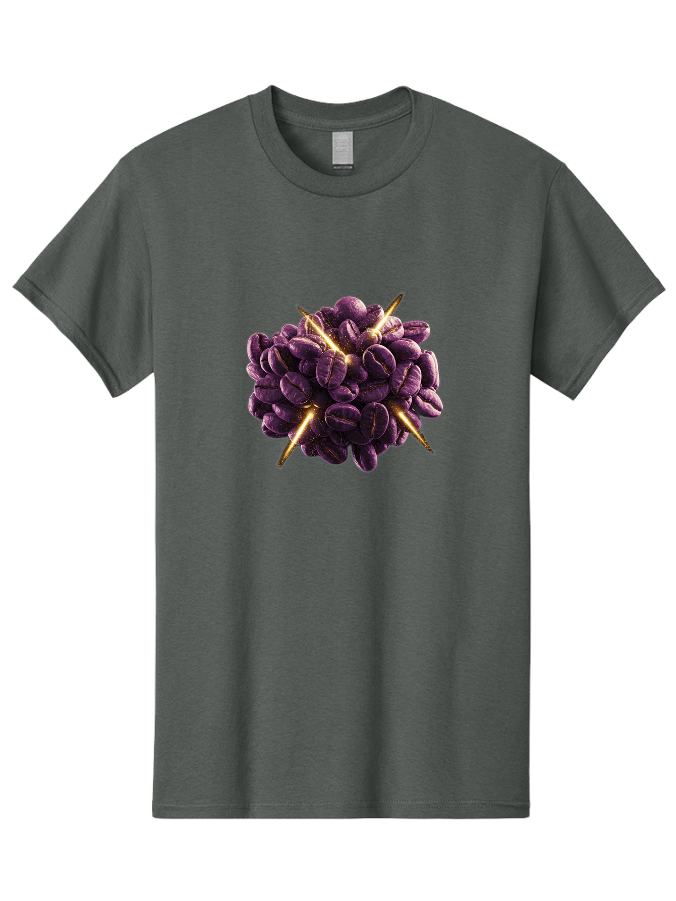Coffee-Beans Men'S Graphic Tee, 100% Cotton, Comfortable Casual Summer Wear, Machine Washable, Dark Purple Coffee Beans, Spike Design, Unique Coffee Art, Creative Coffee Presentation, Coffee Lover Gift, Bold Coffee Beans Baa342