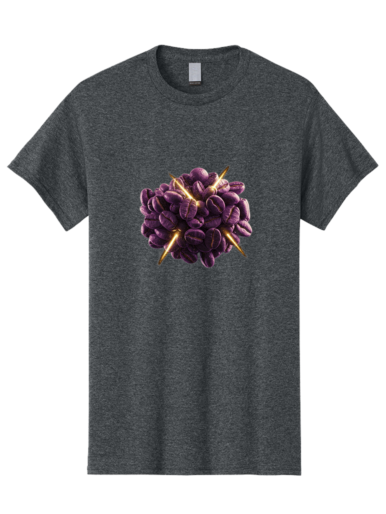 Coffee-Beans Men'S Graphic Tee, 100% Cotton, Comfortable Casual Summer Wear, Machine Washable, Dark Purple Coffee Beans, Spike Design, Unique Coffee Art, Creative Coffee Presentation, Coffee Lover Gift, Bold Coffee Beans Baa342