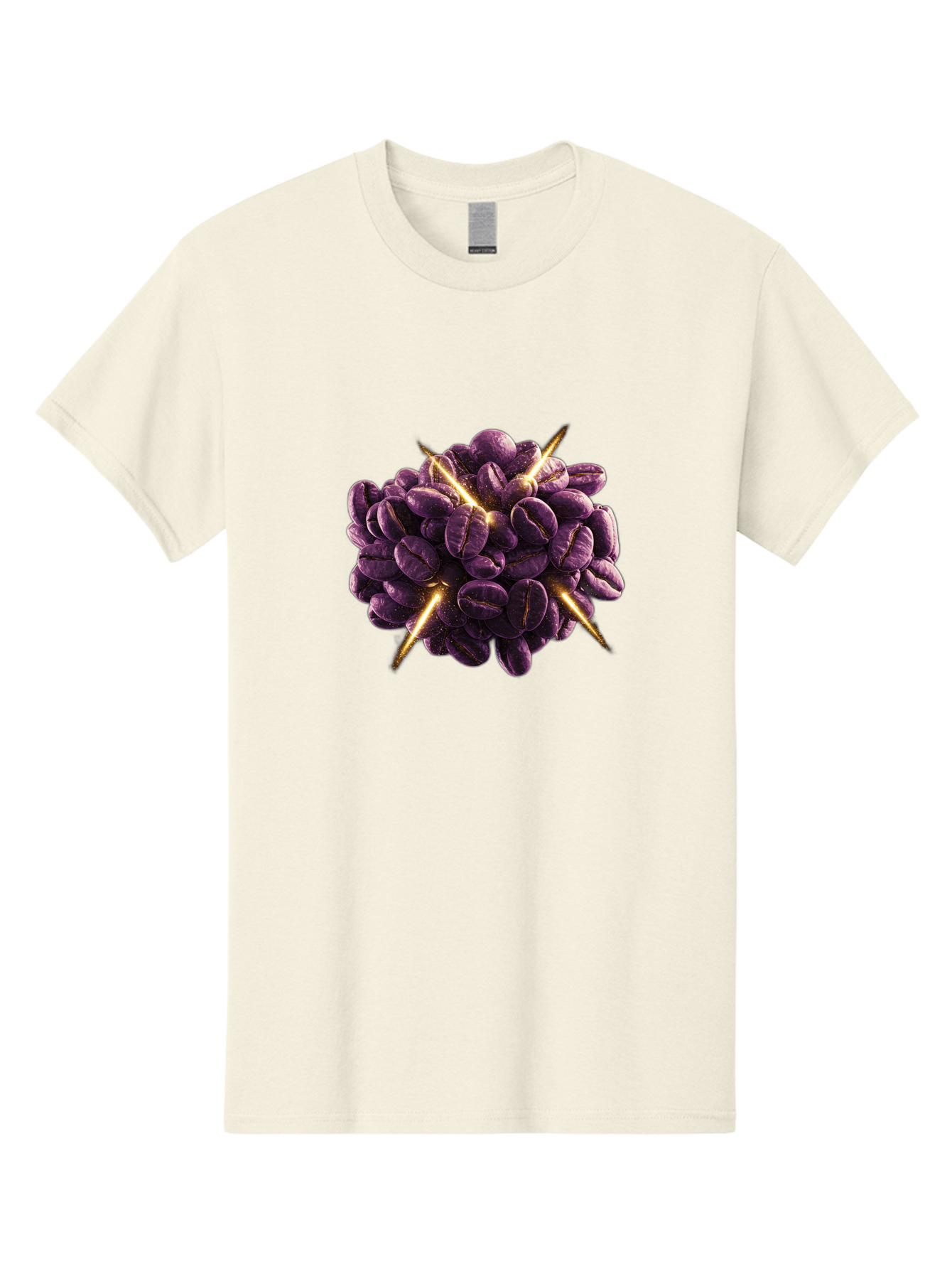 Coffee-Beans Men'S Graphic Tee, 100% Cotton, Comfortable Casual Summer Wear, Machine Washable, Dark Purple Coffee Beans, Spike Design, Unique Coffee Art, Creative Coffee Presentation, Coffee Lover Gift, Bold Coffee Beans Baa342