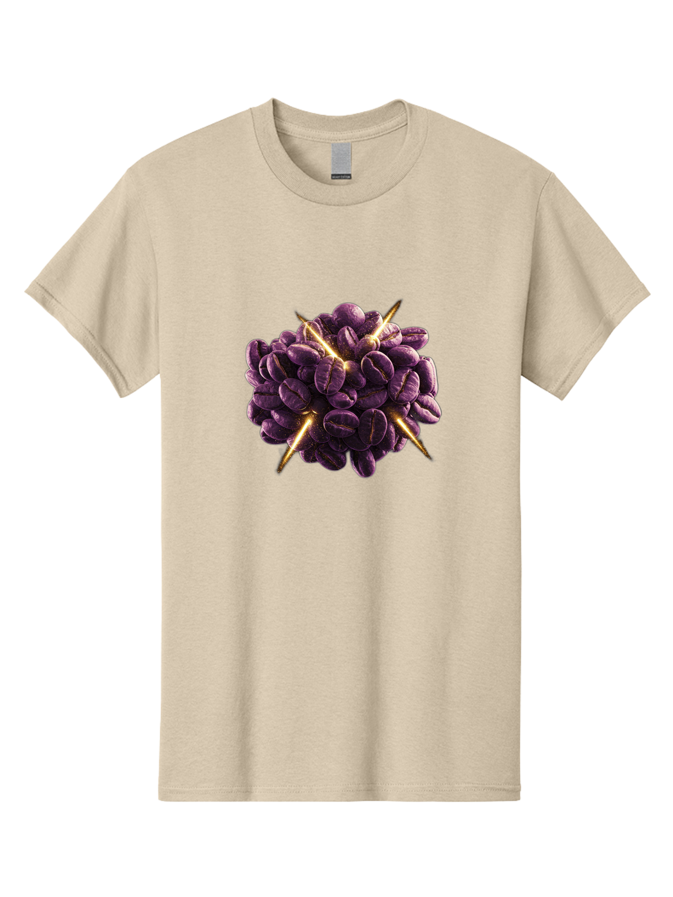 Coffee-Beans Men'S Graphic Tee, 100% Cotton, Comfortable Casual Summer Wear, Machine Washable, Dark Purple Coffee Beans, Spike Design, Unique Coffee Art, Creative Coffee Presentation, Coffee Lover Gift, Bold Coffee Beans Baa342
