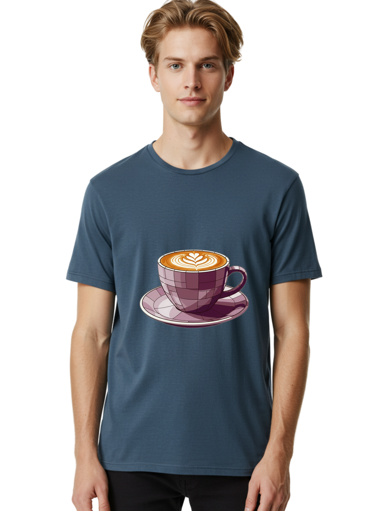 Coffee-Cup-10 Men'S Graphic Tee, 100% Cotton, Comfortable Casual Summer Wear, Machine Washable, Coffee Cup, Cappuccino, Latte Art, Heart Design, Coffee Break, Morning Coffee, Coffee Lover, Coffee Culture, Beverage, Drink Baa344