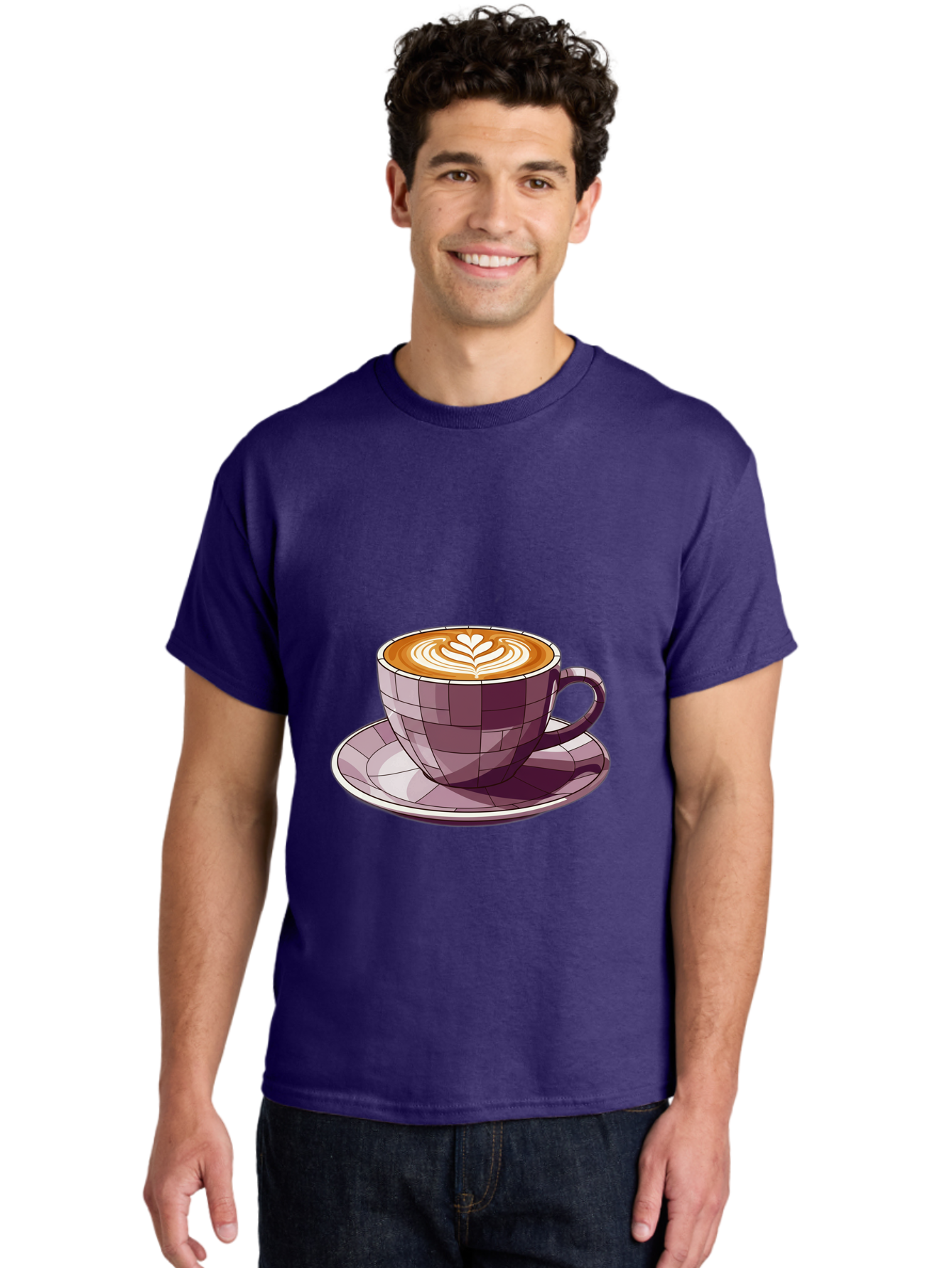Coffee-Cup-10 Men'S Graphic Tee, 100% Cotton, Comfortable Casual Summer Wear, Machine Washable, Coffee Cup, Cappuccino, Latte Art, Heart Design, Coffee Break, Morning Coffee, Coffee Lover, Coffee Culture, Beverage, Drink Baa344