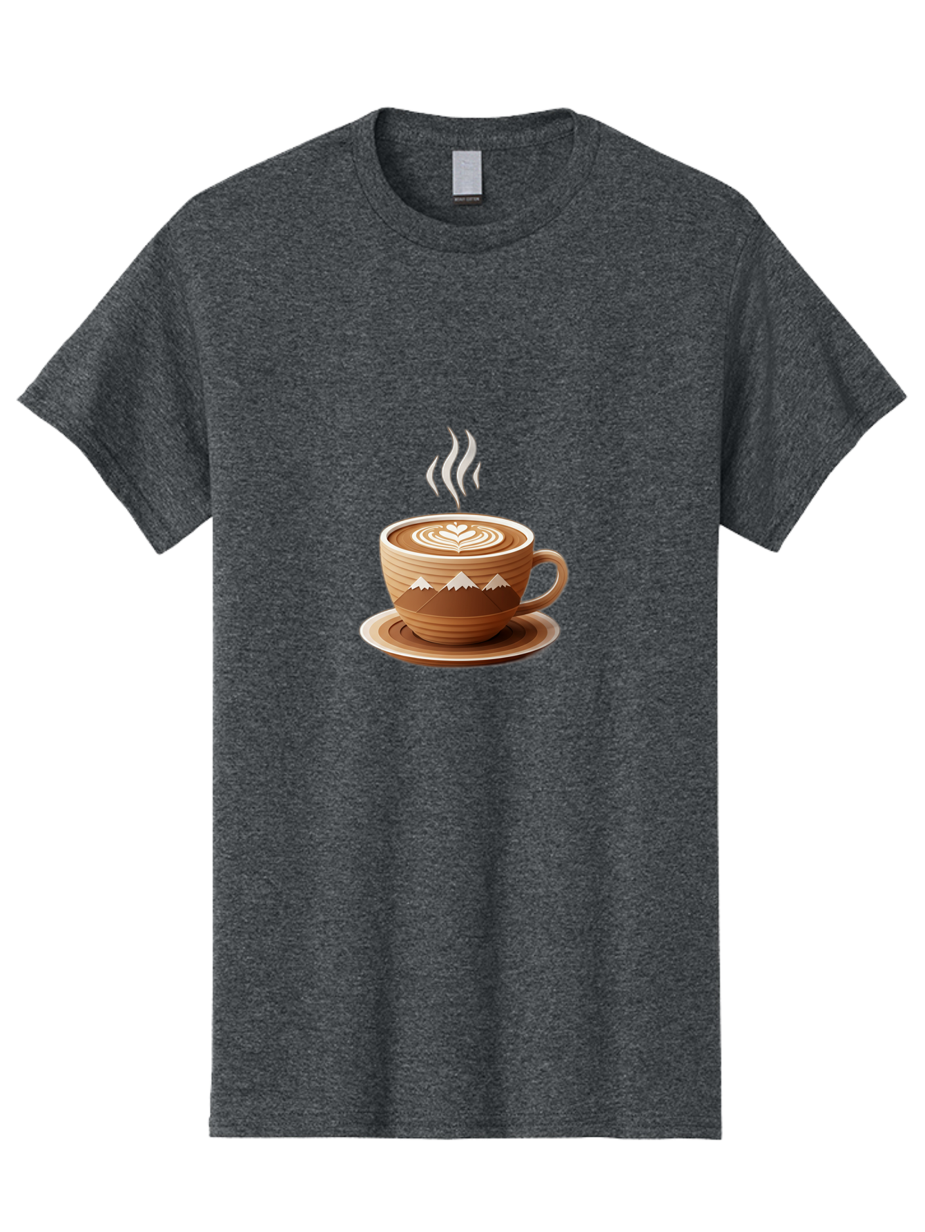 Coffee-Cup-11 Men'S Graphic Tee, 100% Cotton, Comfortable Casual Summer Wear, Machine Washable, Steaming Coffee Cup, Latte Art, Heart Design, Wooden Cup, White Mountains, Morning Coffee, Coffee Break, Espresso, Coffee Lover Baa345