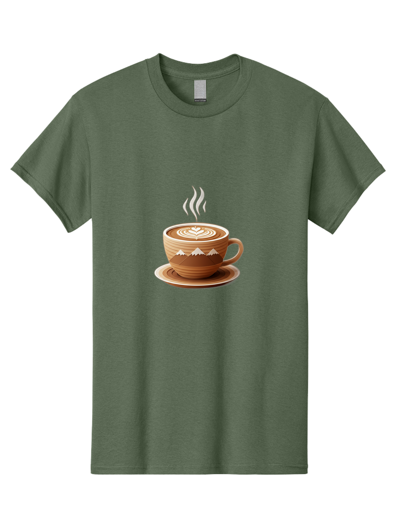Coffee-Cup-11 Men'S Graphic Tee, 100% Cotton, Comfortable Casual Summer Wear, Machine Washable, Steaming Coffee Cup, Latte Art, Heart Design, Wooden Cup, White Mountains, Morning Coffee, Coffee Break, Espresso, Coffee Lover Baa345