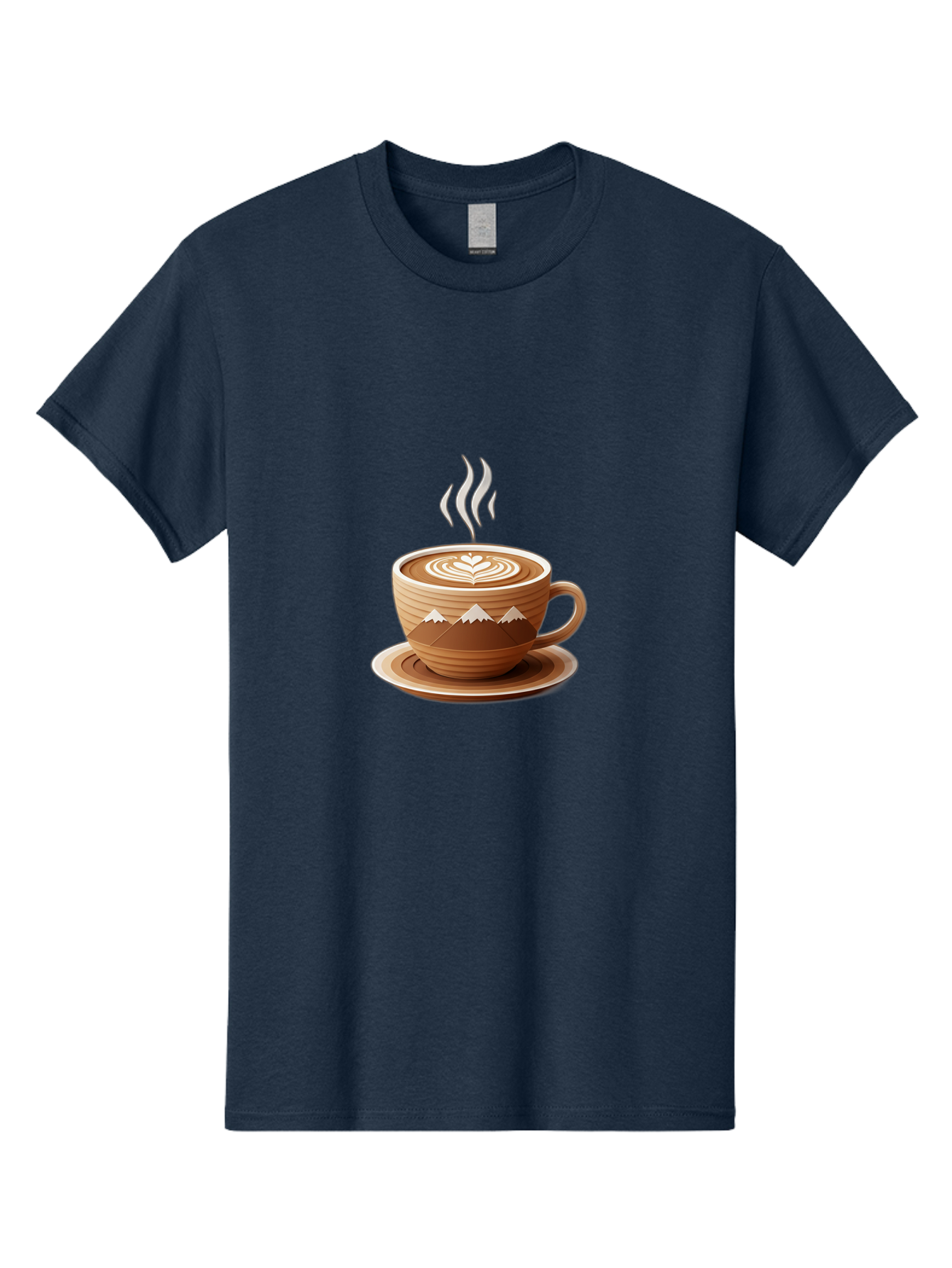 Coffee-Cup-11 Men'S Graphic Tee, 100% Cotton, Comfortable Casual Summer Wear, Machine Washable, Steaming Coffee Cup, Latte Art, Heart Design, Wooden Cup, White Mountains, Morning Coffee, Coffee Break, Espresso, Coffee Lover Baa345