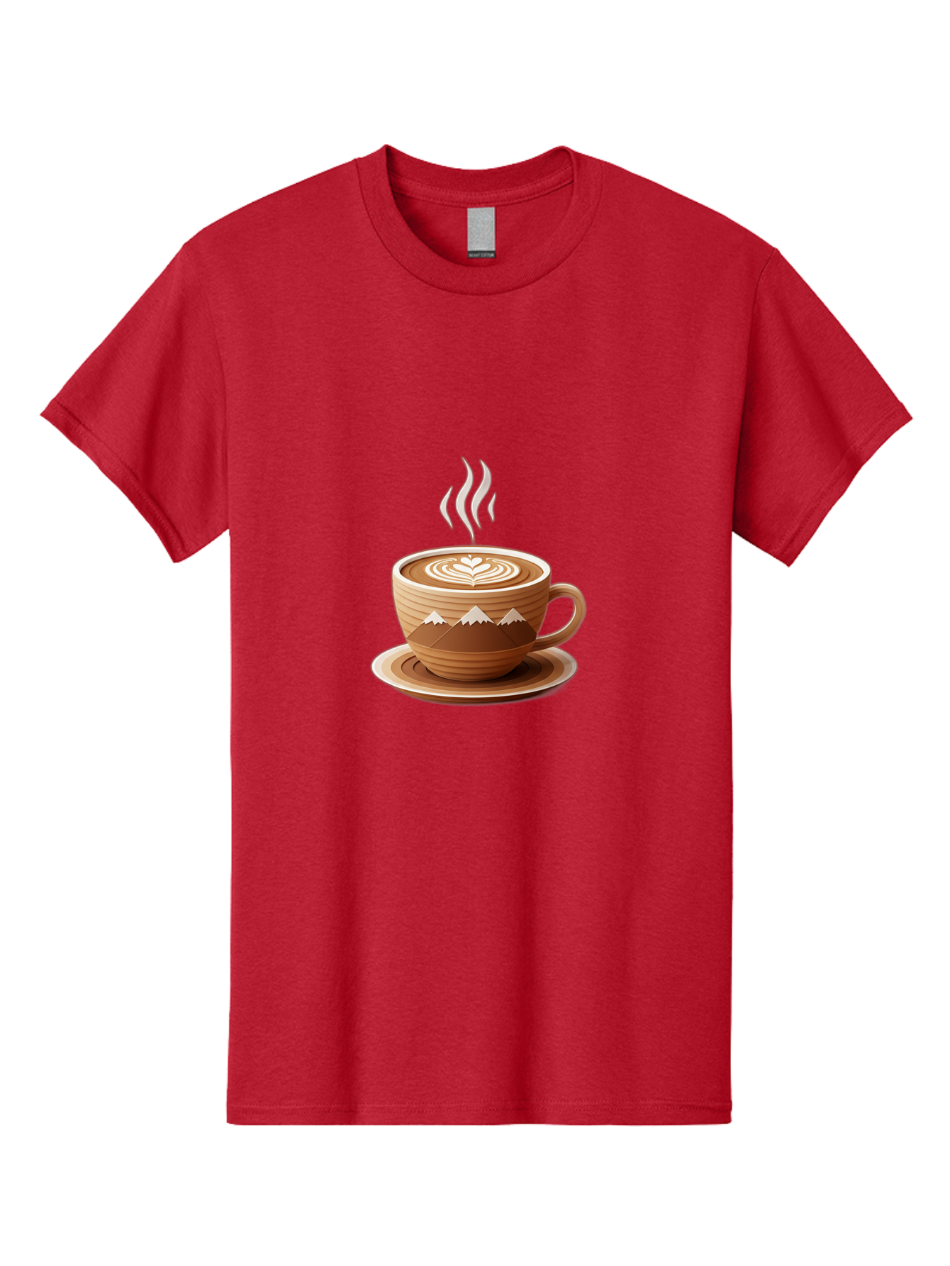 Coffee-Cup-11 Men'S Graphic Tee, 100% Cotton, Comfortable Casual Summer Wear, Machine Washable, Steaming Coffee Cup, Latte Art, Heart Design, Wooden Cup, White Mountains, Morning Coffee, Coffee Break, Espresso, Coffee Lover Baa345