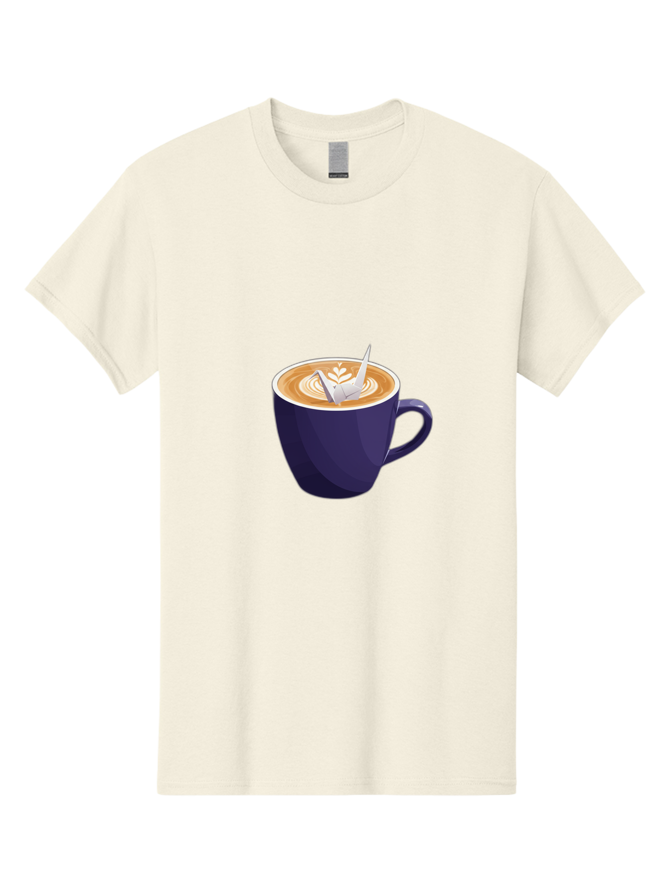 Coffee-Cup-12 Men'S Graphic Tee, 100% Cotton, Comfortable Casual Summer Wear, Machine Washable, Coffee Latte, Cappuccino Art, Espresso Drink, Dark Blue Cup, White Foam, Leaf Design, Coffee Culture, Morning Routine, Beverage Illustration, Baa346