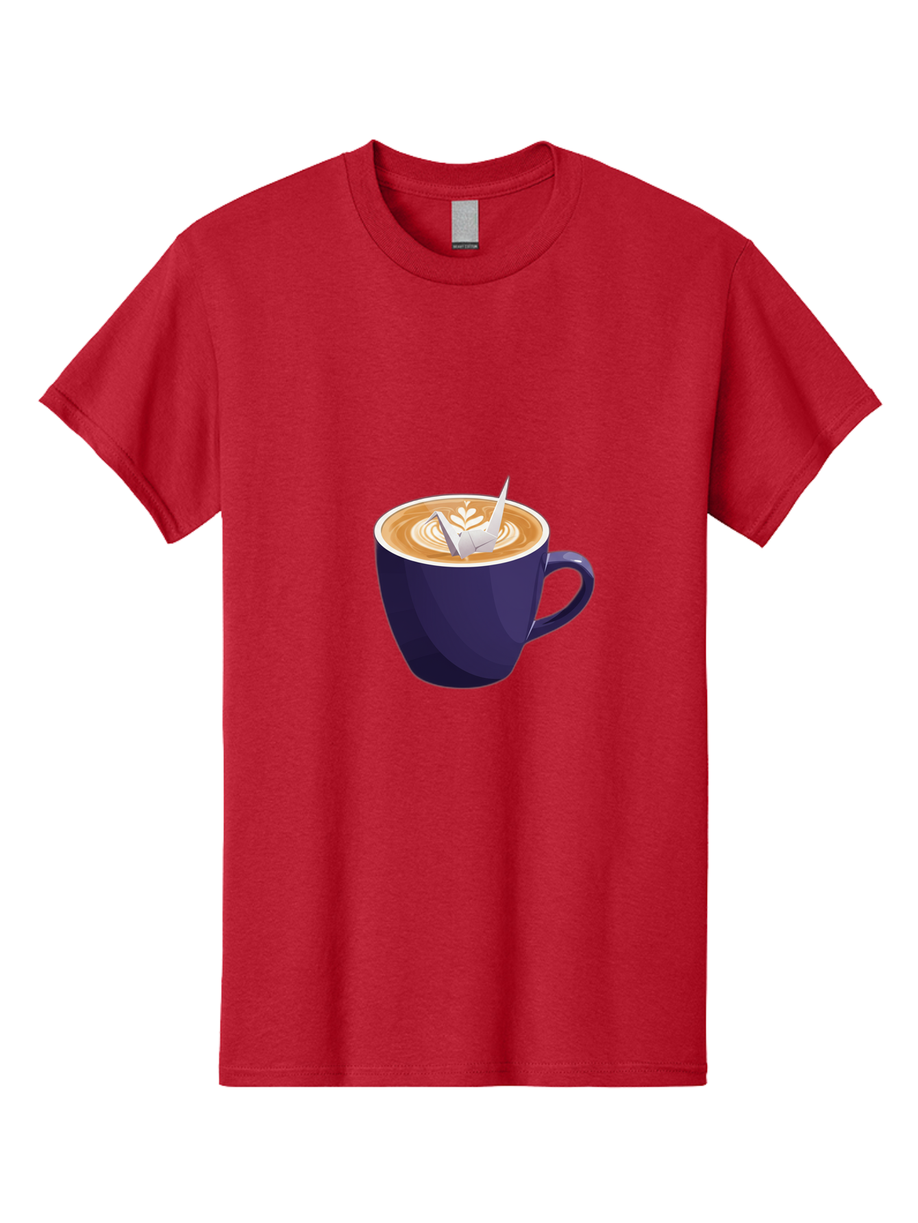 Coffee-Cup-12 Men'S Graphic Tee, 100% Cotton, Comfortable Casual Summer Wear, Machine Washable, Coffee Latte, Cappuccino Art, Espresso Drink, Dark Blue Cup, White Foam, Leaf Design, Coffee Culture, Morning Routine, Beverage Illustration, Baa346
