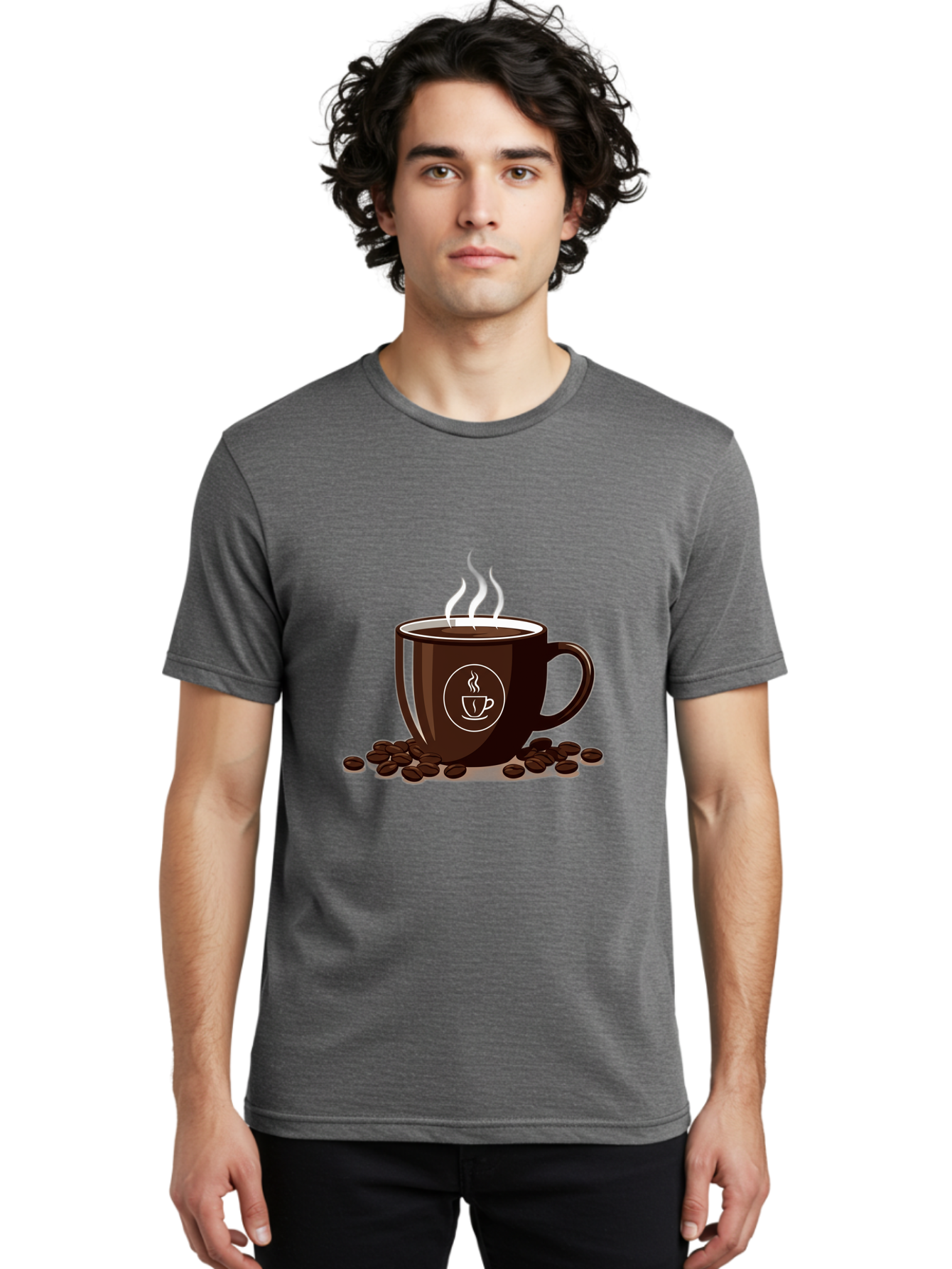 Coffee-Cup-13 Men'S Graphic Tee, 100% Cotton, Comfortable Casual Summer Wear, Machine Washable, Coffee Cup, Hot Beverage, Steaming Coffee, Coffee Beans, Coffee Logo, Coffee Break, Morning Coffee, Coffee Time, Coffee Illustration Baa347