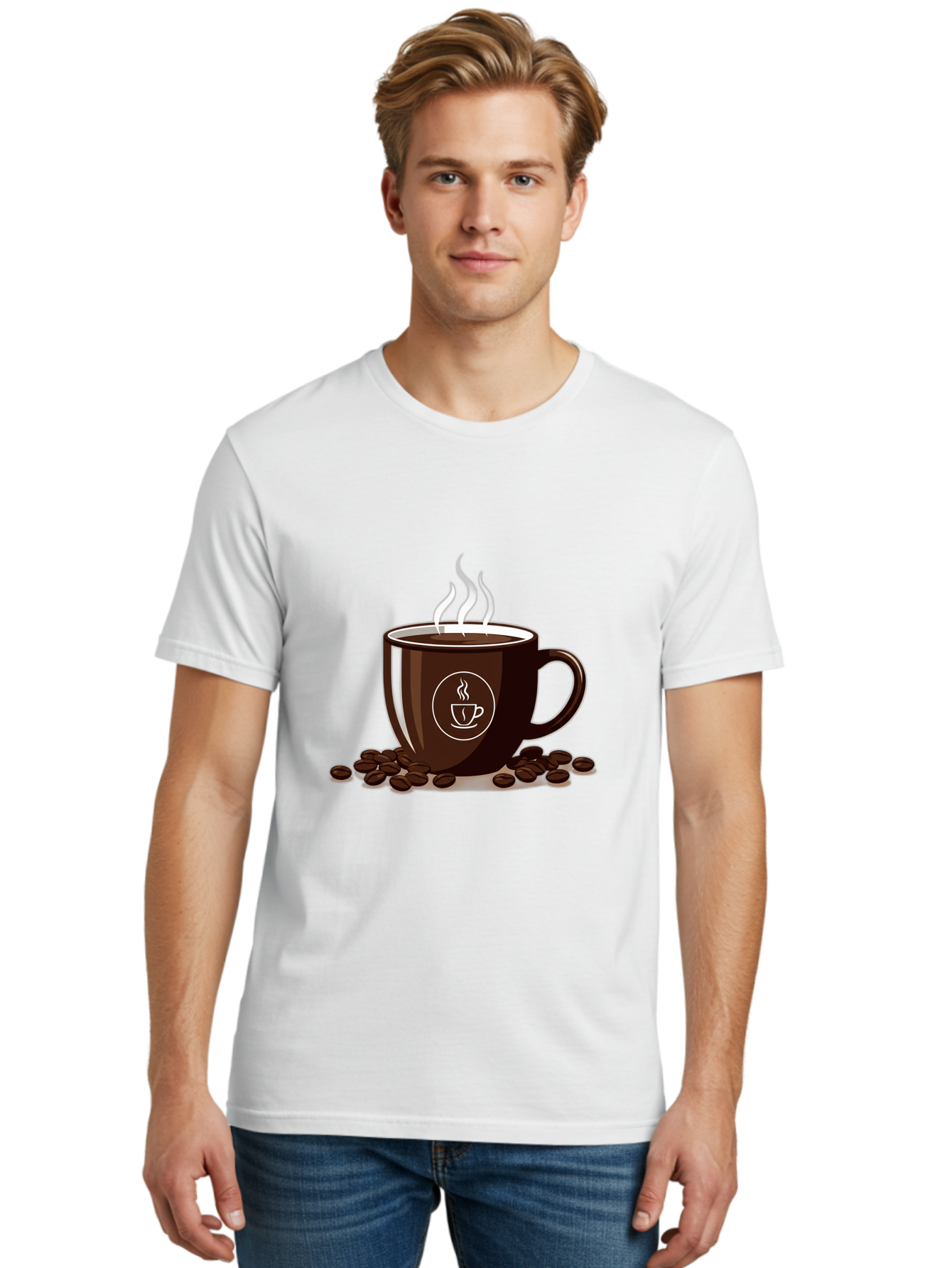 Coffee-Cup-13 Men'S Graphic Tee, 100% Cotton, Comfortable Casual Summer Wear, Machine Washable, Coffee Cup, Hot Beverage, Steaming Coffee, Coffee Beans, Coffee Logo, Coffee Break, Morning Coffee, Coffee Time, Coffee Illustration Baa347