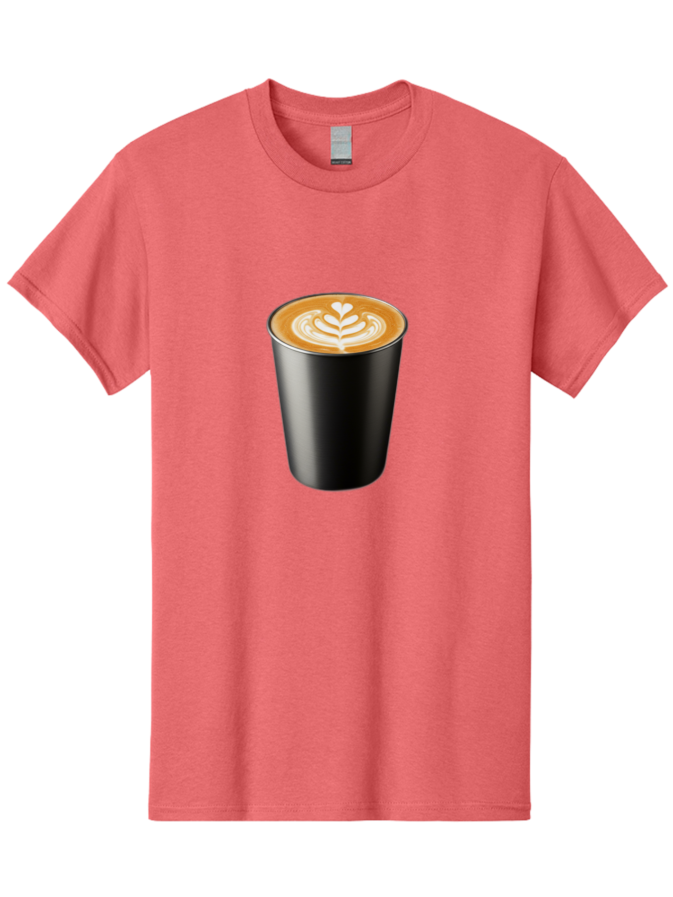 Coffee-Cup-15 Men'S Graphic Tee, 100% Cotton, Comfortable Casual Summer Wear, Machine Washable, Coffee Cup, Black Cup, Latte Art, Espresso, Coffee Drink, Heart Design, White Foam, Takeaway Coffee, Coffee Culture Baa349