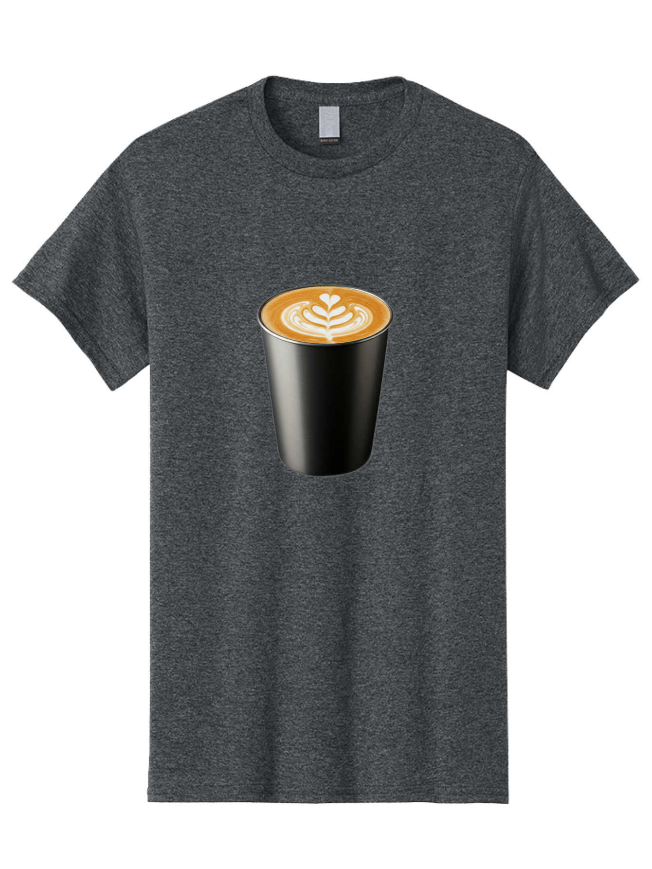 Coffee-Cup-15 Men'S Graphic Tee, 100% Cotton, Comfortable Casual Summer Wear, Machine Washable, Coffee Cup, Black Cup, Latte Art, Espresso, Coffee Drink, Heart Design, White Foam, Takeaway Coffee, Coffee Culture Baa349