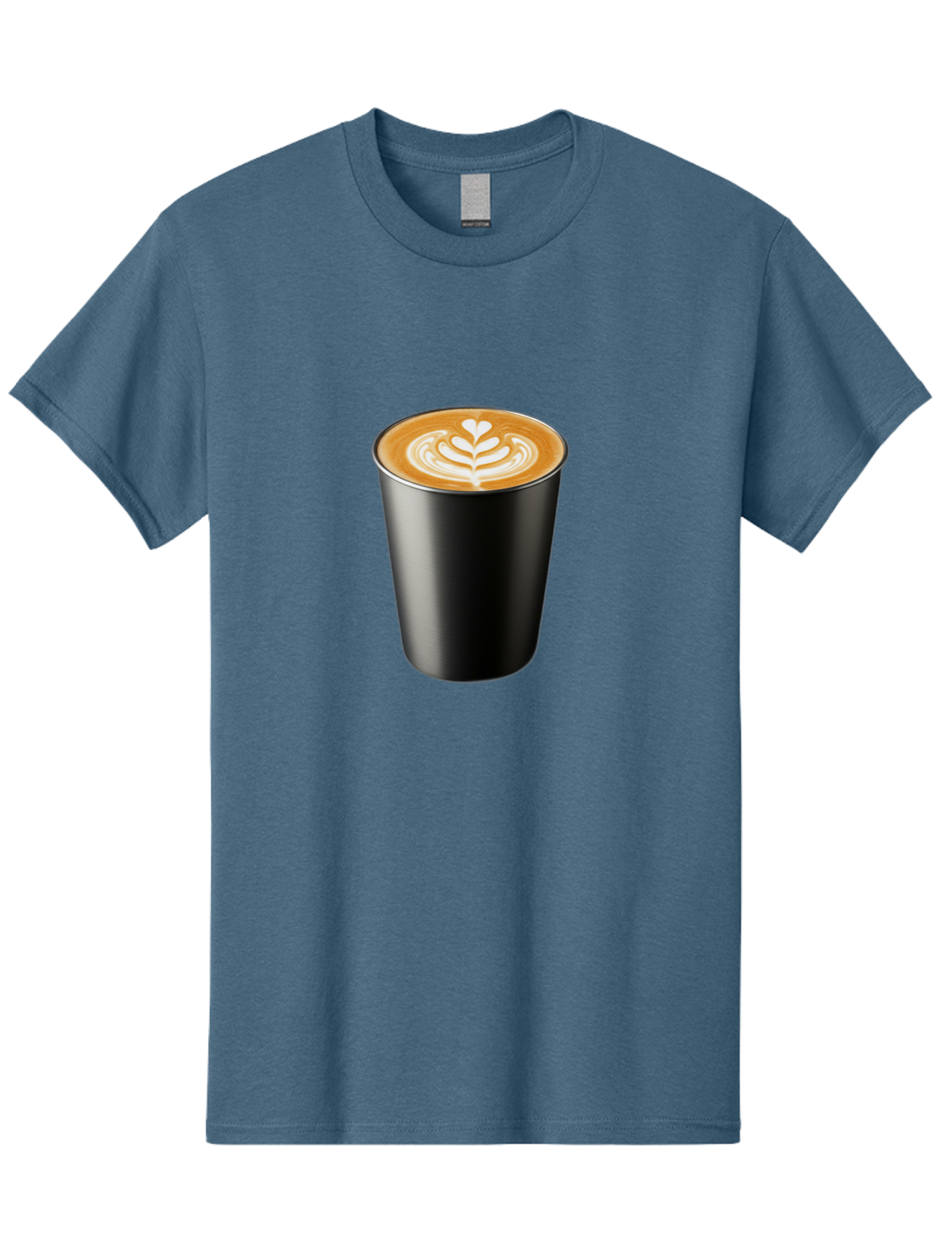 Coffee-Cup-15 Men'S Graphic Tee, 100% Cotton, Comfortable Casual Summer Wear, Machine Washable, Coffee Cup, Black Cup, Latte Art, Espresso, Coffee Drink, Heart Design, White Foam, Takeaway Coffee, Coffee Culture Baa349