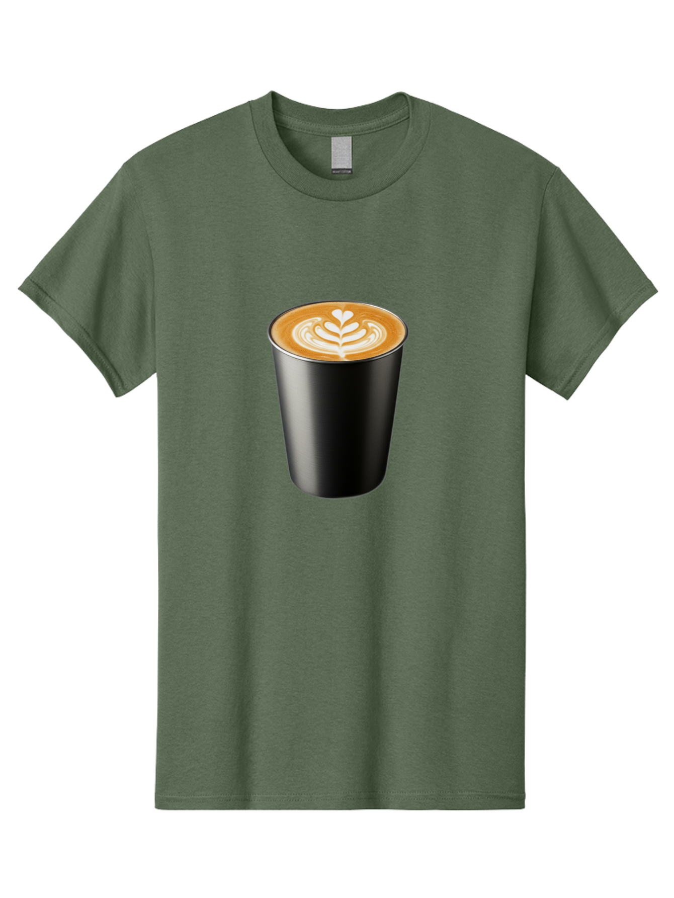 Coffee-Cup-15 Men'S Graphic Tee, 100% Cotton, Comfortable Casual Summer Wear, Machine Washable, Coffee Cup, Black Cup, Latte Art, Espresso, Coffee Drink, Heart Design, White Foam, Takeaway Coffee, Coffee Culture Baa349