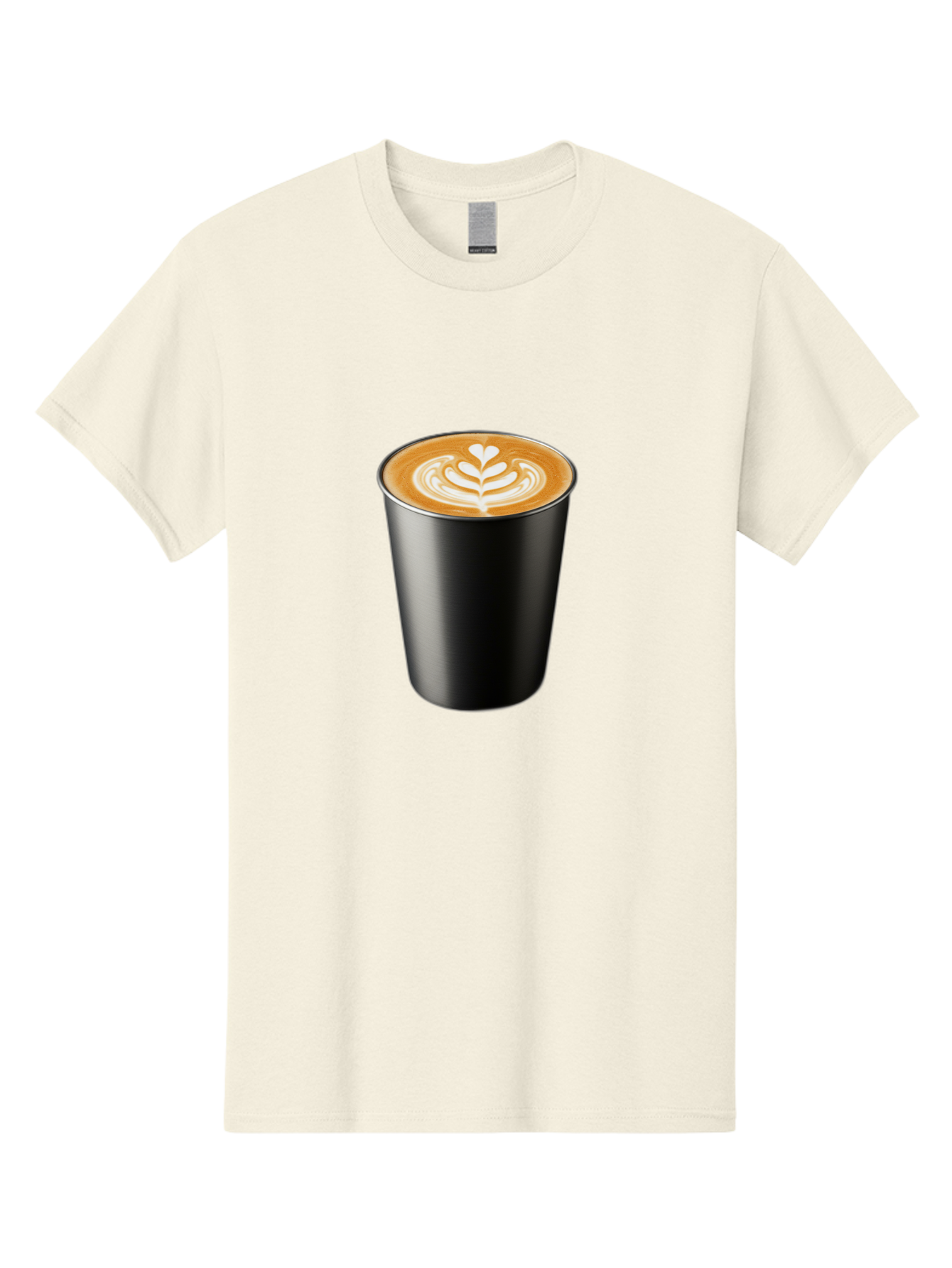 Coffee-Cup-15 Men'S Graphic Tee, 100% Cotton, Comfortable Casual Summer Wear, Machine Washable, Coffee Cup, Black Cup, Latte Art, Espresso, Coffee Drink, Heart Design, White Foam, Takeaway Coffee, Coffee Culture Baa349