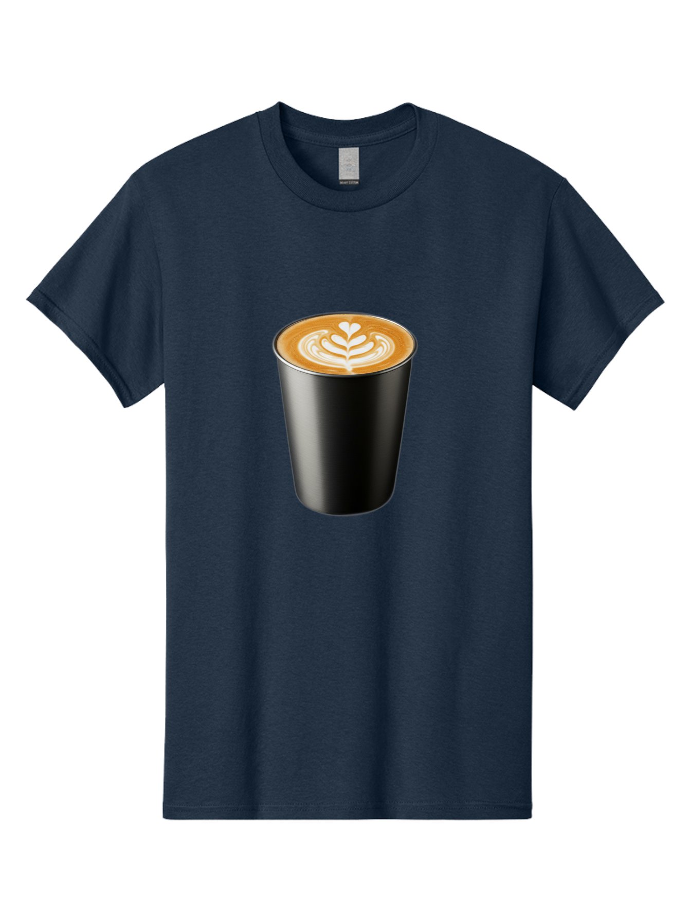 Coffee-Cup-15 Men'S Graphic Tee, 100% Cotton, Comfortable Casual Summer Wear, Machine Washable, Coffee Cup, Black Cup, Latte Art, Espresso, Coffee Drink, Heart Design, White Foam, Takeaway Coffee, Coffee Culture Baa349