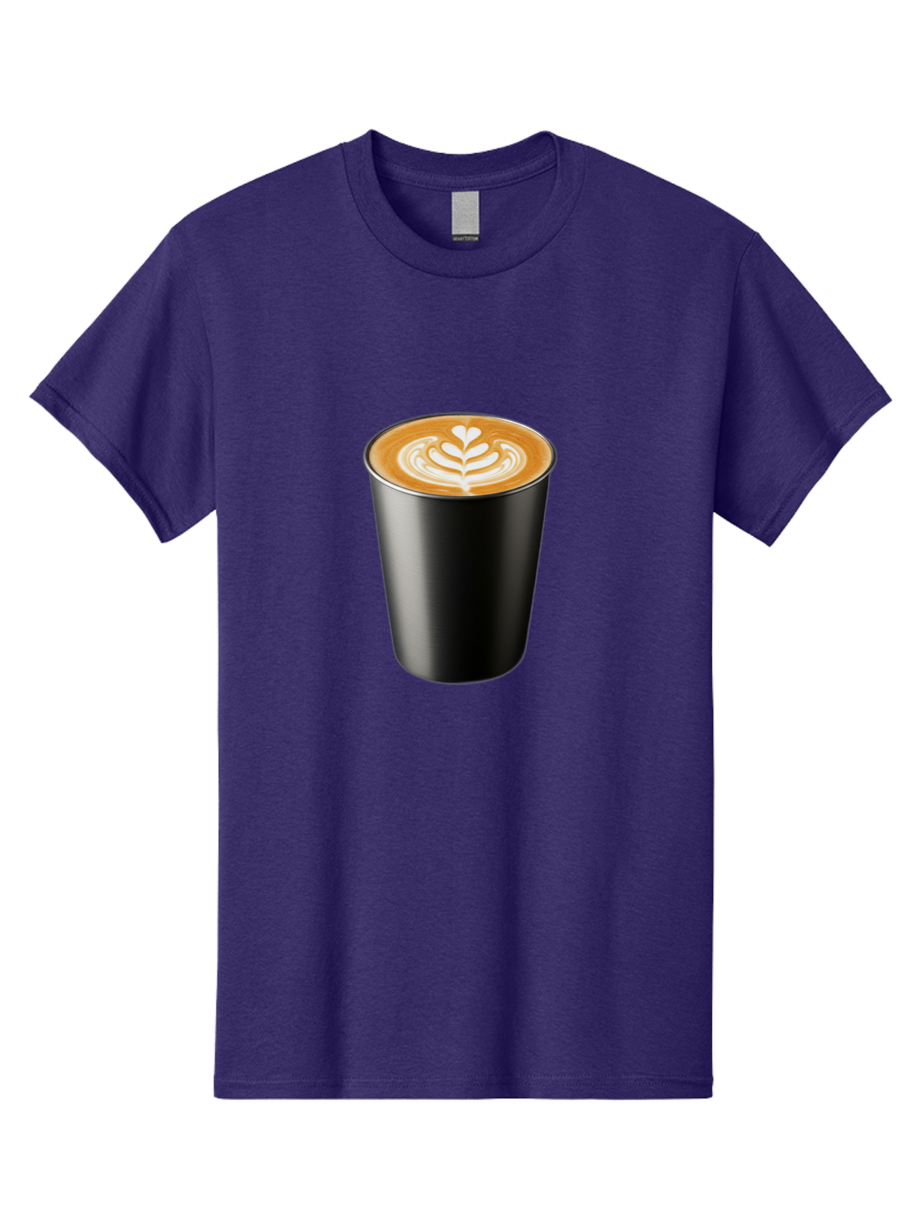 Coffee-Cup-15 Men'S Graphic Tee, 100% Cotton, Comfortable Casual Summer Wear, Machine Washable, Coffee Cup, Black Cup, Latte Art, Espresso, Coffee Drink, Heart Design, White Foam, Takeaway Coffee, Coffee Culture Baa349