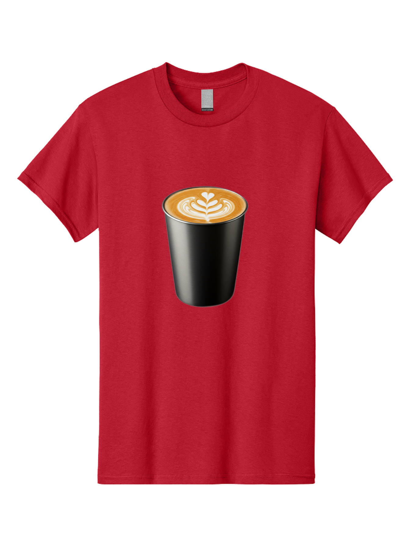 Coffee-Cup-15 Men'S Graphic Tee, 100% Cotton, Comfortable Casual Summer Wear, Machine Washable, Coffee Cup, Black Cup, Latte Art, Espresso, Coffee Drink, Heart Design, White Foam, Takeaway Coffee, Coffee Culture Baa349