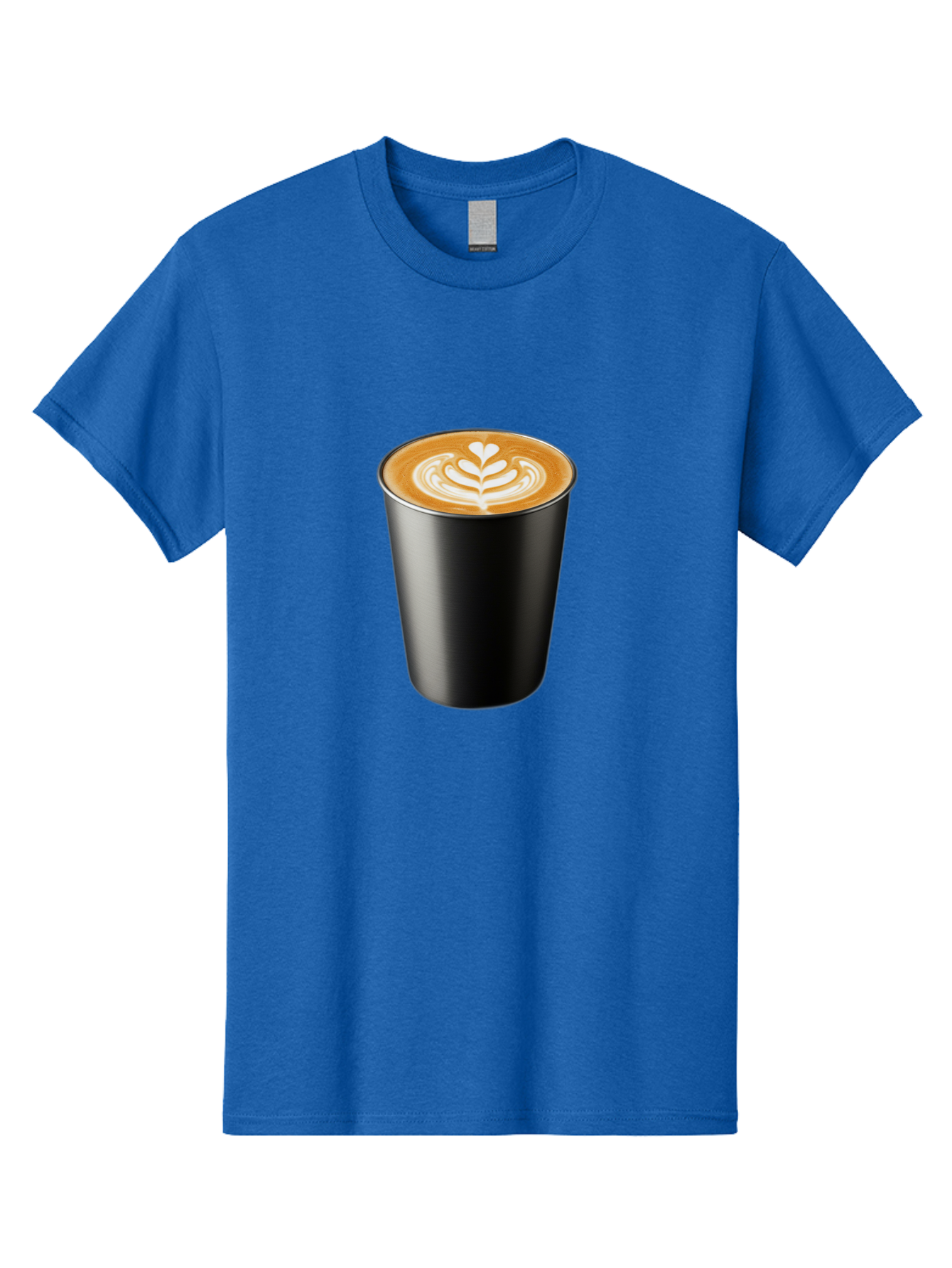 Coffee-Cup-15 Men'S Graphic Tee, 100% Cotton, Comfortable Casual Summer Wear, Machine Washable, Coffee Cup, Black Cup, Latte Art, Espresso, Coffee Drink, Heart Design, White Foam, Takeaway Coffee, Coffee Culture Baa349
