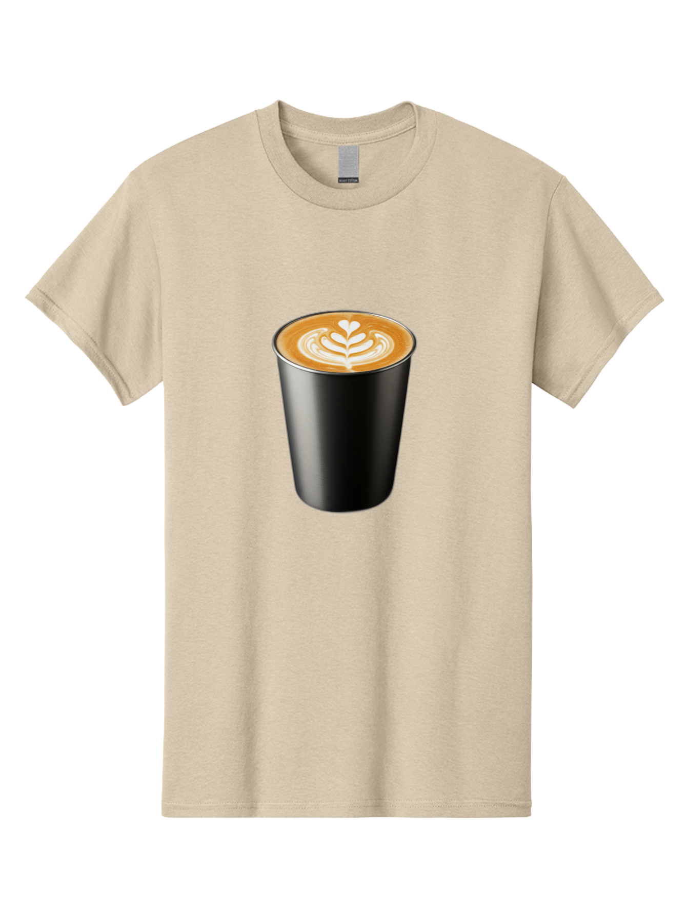 Coffee-Cup-15 Men'S Graphic Tee, 100% Cotton, Comfortable Casual Summer Wear, Machine Washable, Coffee Cup, Black Cup, Latte Art, Espresso, Coffee Drink, Heart Design, White Foam, Takeaway Coffee, Coffee Culture Baa349