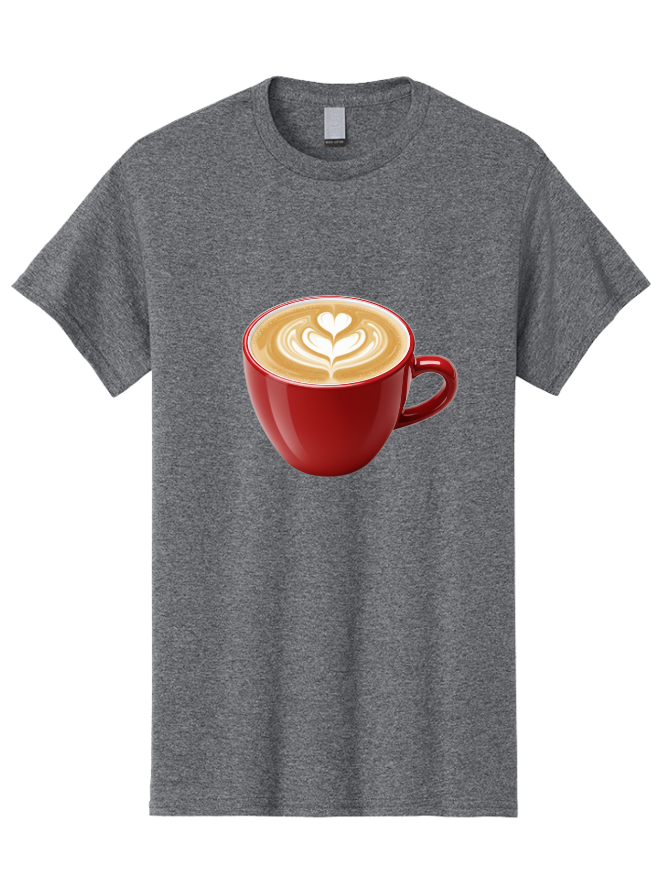 Coffee-Cup-16 Men'S Graphic Tee, 100% Cotton, Comfortable Casual Summer Wear, Machine Washable, Coffee Cup, Latte Art, Heart Design, Red Coffee Mug, Crema-Topped Coffee, Coffee Drink, Espresso Art Baa350