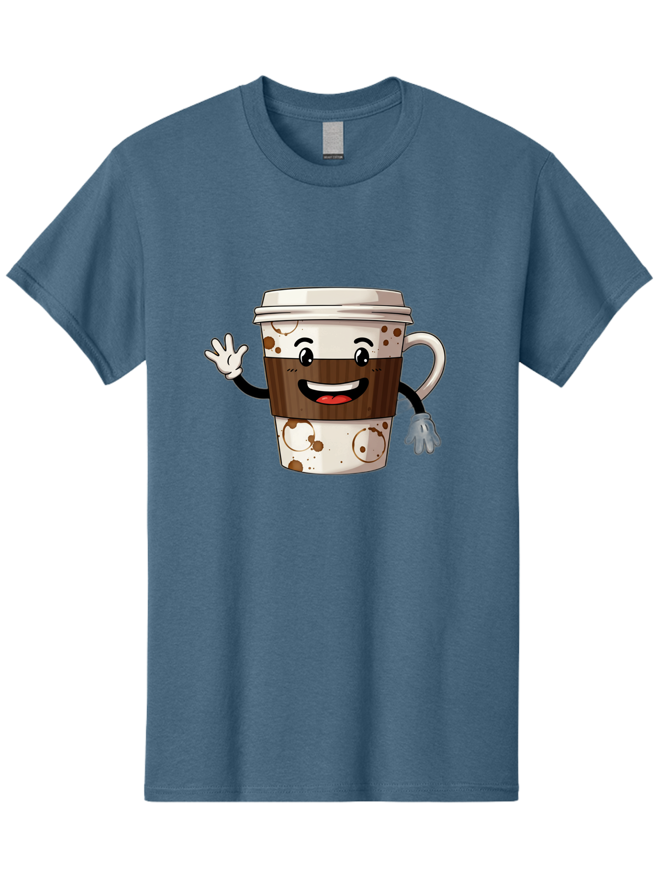 Coffee-Cup-2 Men'S Graphic Tee, 100% Cotton, Comfortable Casual Summer Wear, Machine Washable, Coffee Cup Character, Cartoon Coffee Cup, Smiling Coffee, Coffee Lover, Coffee Time, Morning Pick-Me-Up, To-Go Coffee, Cappuccino Art, Baa352