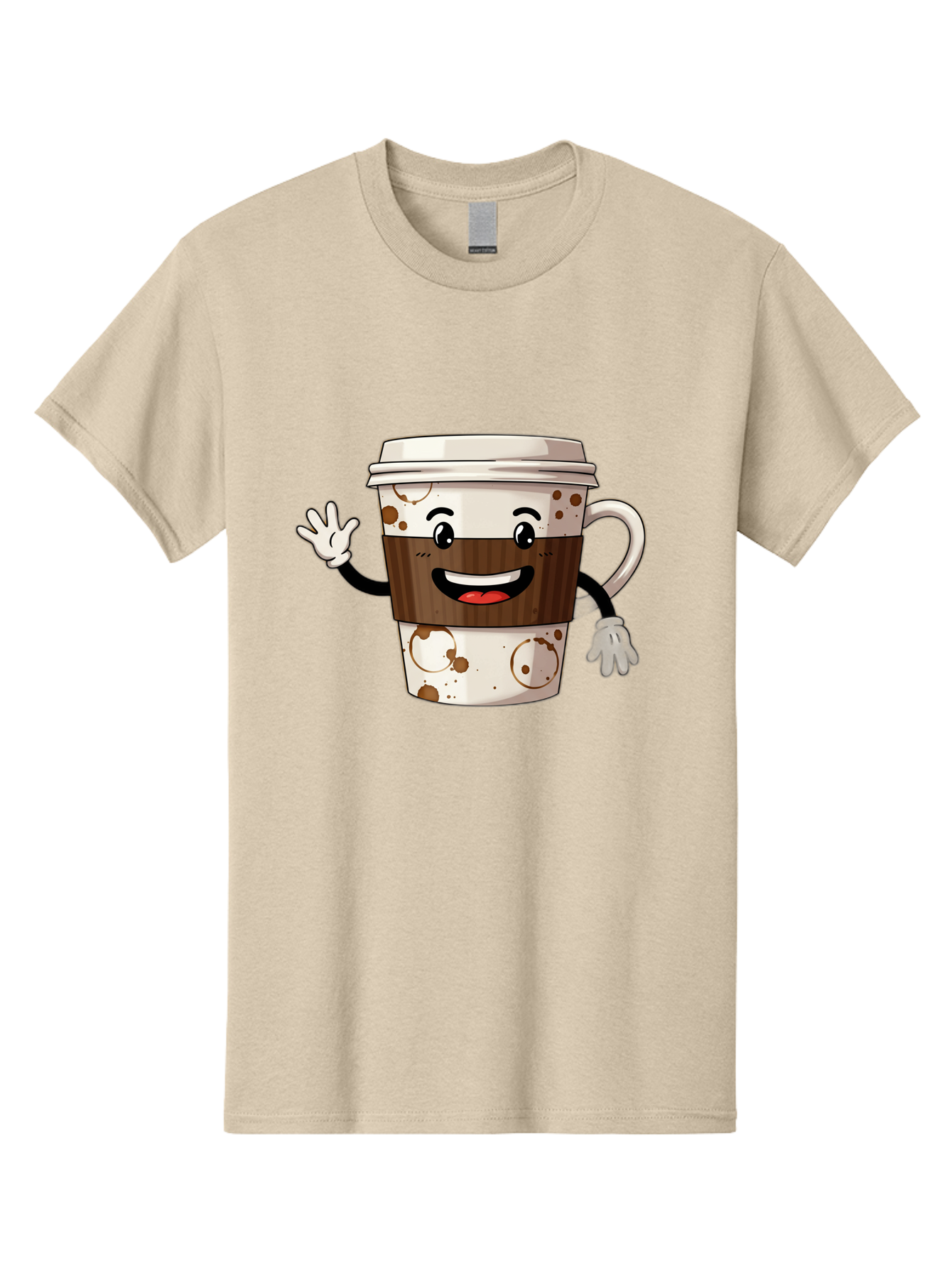 Coffee-Cup-2 Men'S Graphic Tee, 100% Cotton, Comfortable Casual Summer Wear, Machine Washable, Coffee Cup Character, Cartoon Coffee Cup, Smiling Coffee, Coffee Lover, Coffee Time, Morning Pick-Me-Up, To-Go Coffee, Cappuccino Art, Baa352