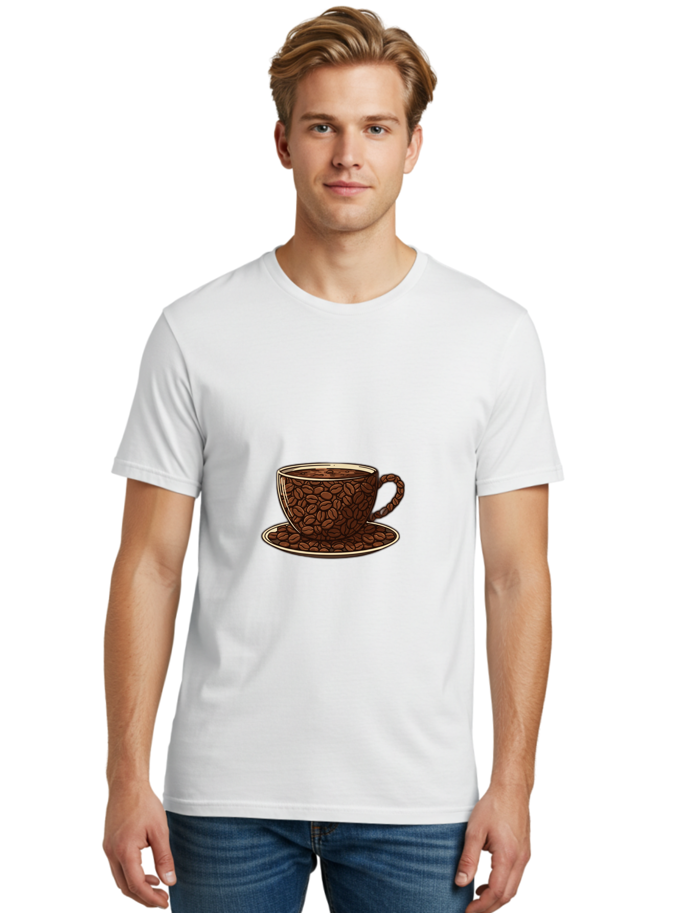 Coffee-Cup-5 Men'S Graphic Tee, 100% Cotton, Comfortable Casual Summer Wear, Machine Washable, Coffee Cup, Coffee Beans, Coffee Time, Morning Coffee, Caffeine Boost, Coffee Break, Java Lovers Baa355