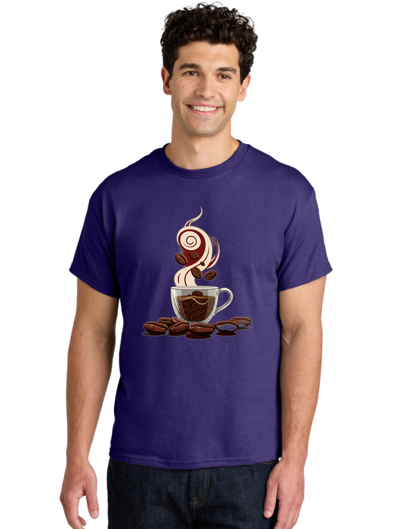 Coffee-Cup-6 Men'S Graphic Tee, 100% Cotton, Comfortable Casual Summer Wear, Machine Washable, Coffee Cup, Steaming Coffee, Coffee Beans, Morning Pick-Me-Up, Coffee Lover, Caffeine Boost, Coffee Time, Cup Of Joe, Coffee Break, Coffee Art Baa356