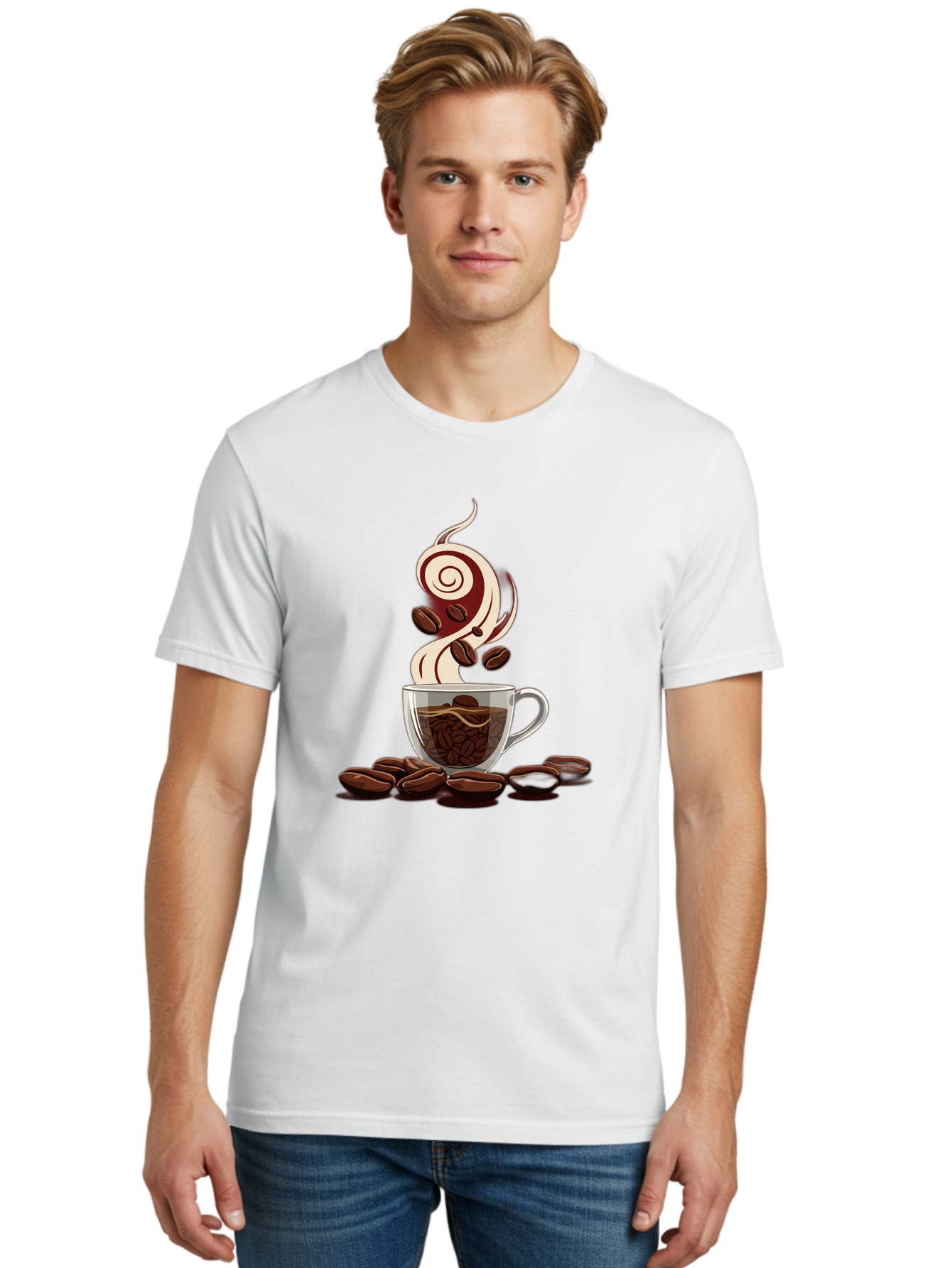 Coffee-Cup-6 Men'S Graphic Tee, 100% Cotton, Comfortable Casual Summer Wear, Machine Washable, Coffee Cup, Steaming Coffee, Coffee Beans, Morning Pick-Me-Up, Coffee Lover, Caffeine Boost, Coffee Time, Cup Of Joe, Coffee Break, Coffee Art Baa356
