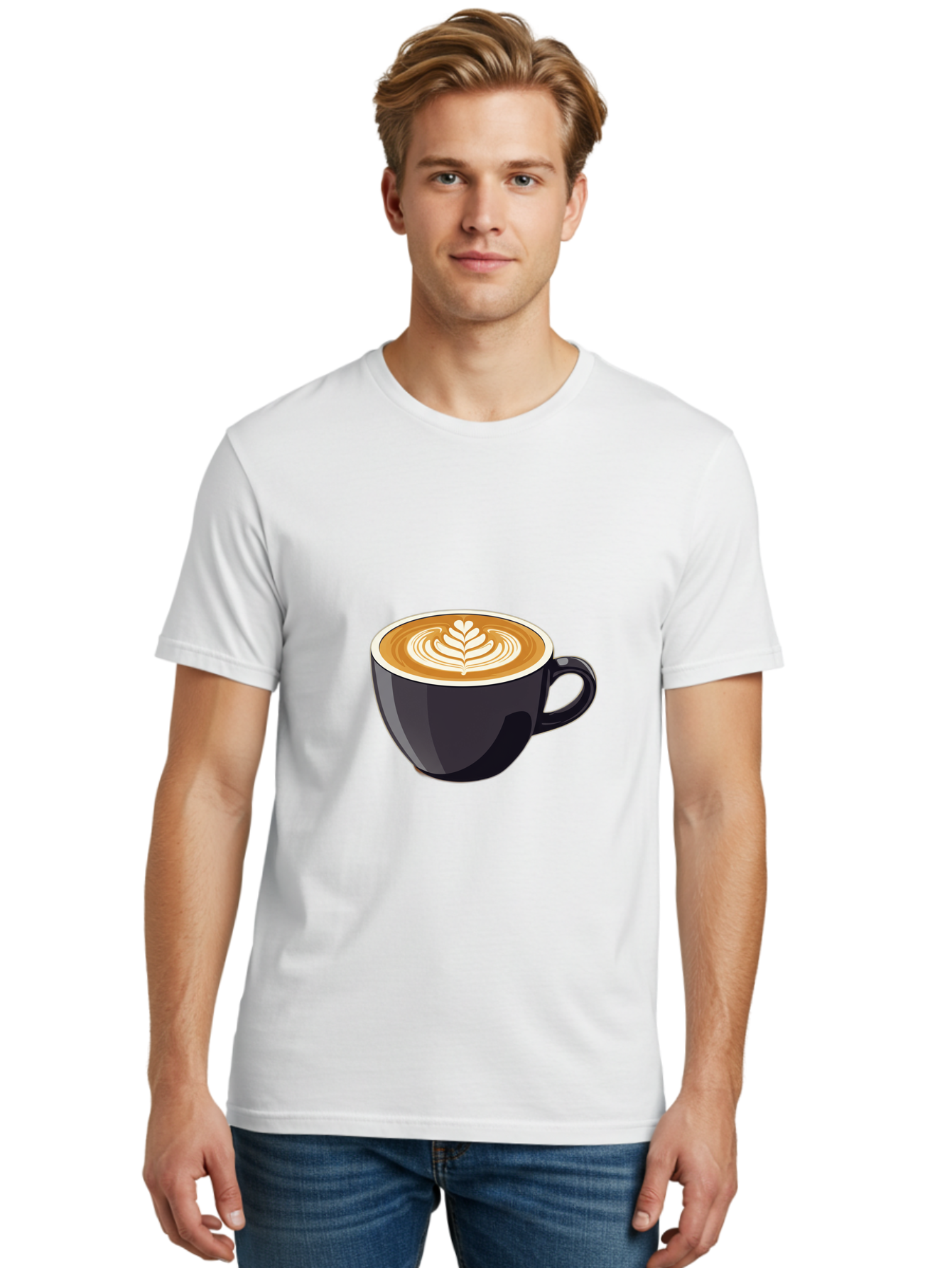 Coffee-Cup-8 Men'S Graphic Tee, 100% Cotton, Comfortable Casual Summer Wear, Machine Washable, Coffee Cup, Latte Art, Coffee Drink, Espresso, Morning Coffee, Daily Grind, Coffee Culture, Coffee Time Baa358