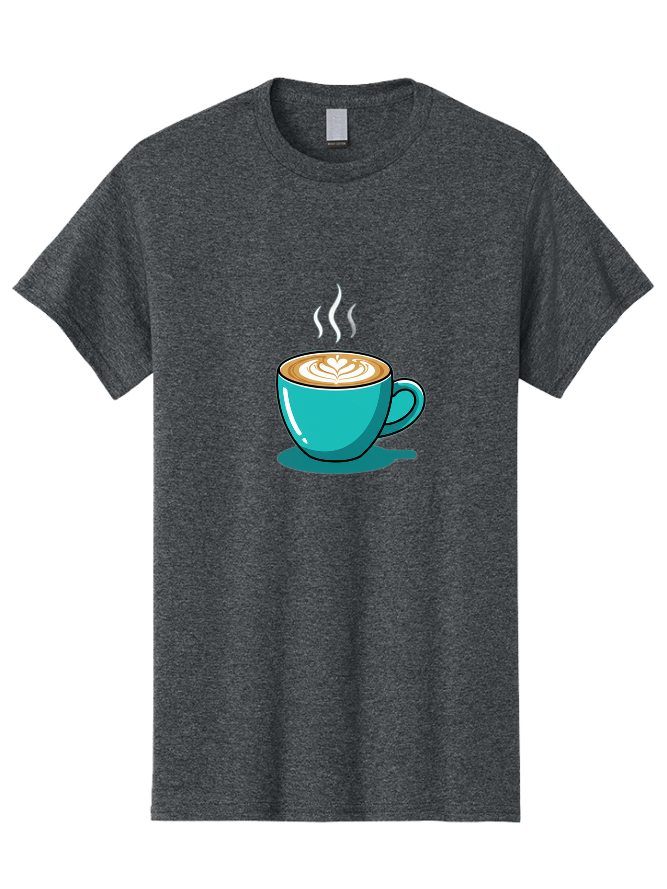 Coffee-Cup-9 Men'S Graphic Tee, 100% Cotton, Comfortable Casual Summer Wear, Machine Washable, Steaming Hot Coffee, Latte Art, Coffee Break, Morning Pick-Me-Up, Coffee Culture, Caffeine Fix, Teal Coffee Cup Baa359