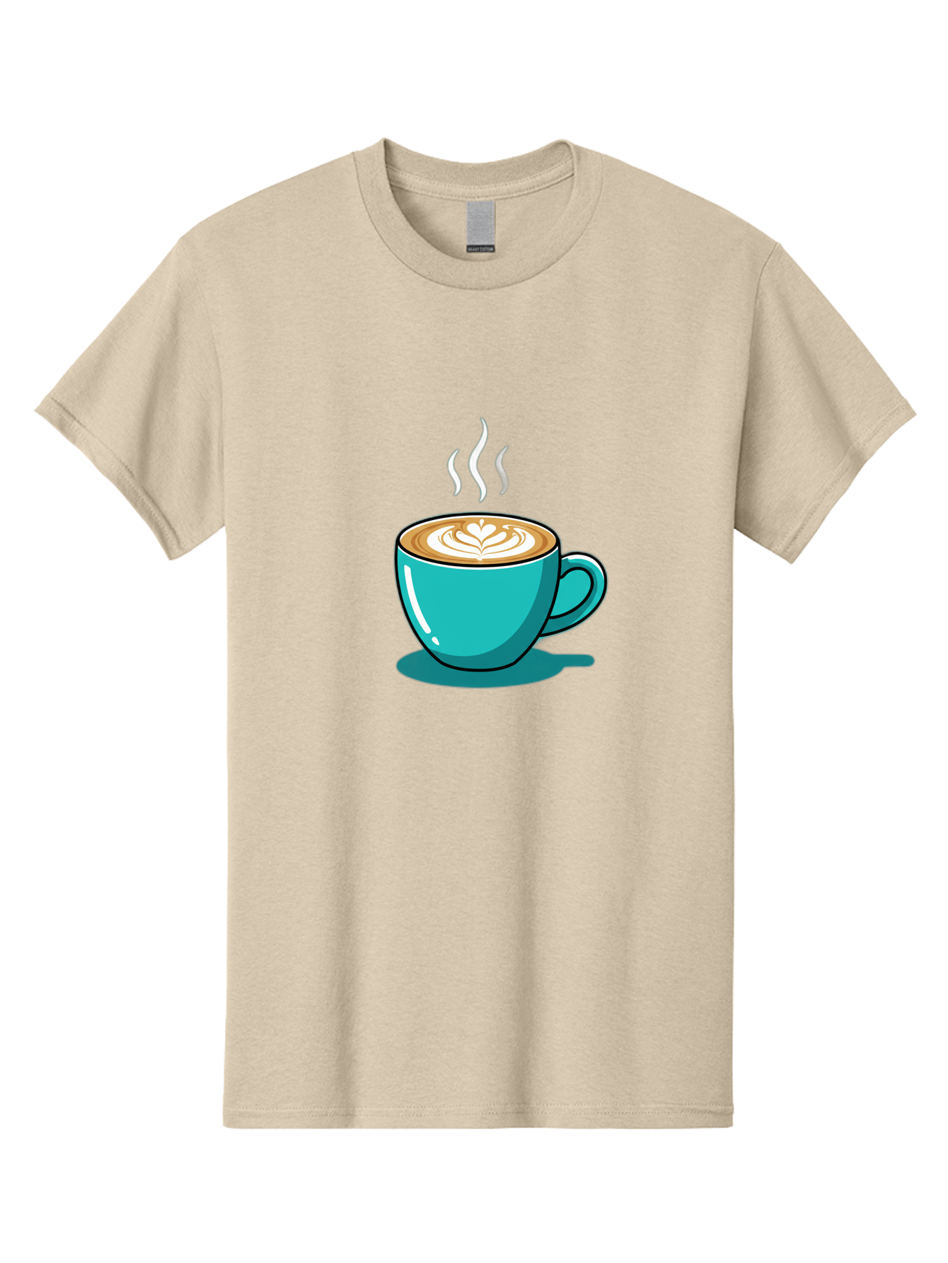 Coffee-Cup-9 Men'S Graphic Tee, 100% Cotton, Comfortable Casual Summer Wear, Machine Washable, Steaming Hot Coffee, Latte Art, Coffee Break, Morning Pick-Me-Up, Coffee Culture, Caffeine Fix, Teal Coffee Cup Baa359