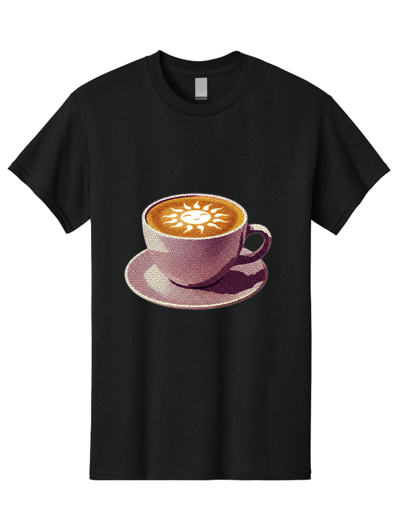 Coffee-Cup-Sun Men'S Graphic Tee, 100% Cotton, Comfortable Casual Summer Wear, Machine Washable, Coffee Cup, Latte Art, Sun Design, Heart Shape, Morning Coffee, Coffee Break, Espresso, Cafe Culture, Warm Beverage, Daily Grind Baa364