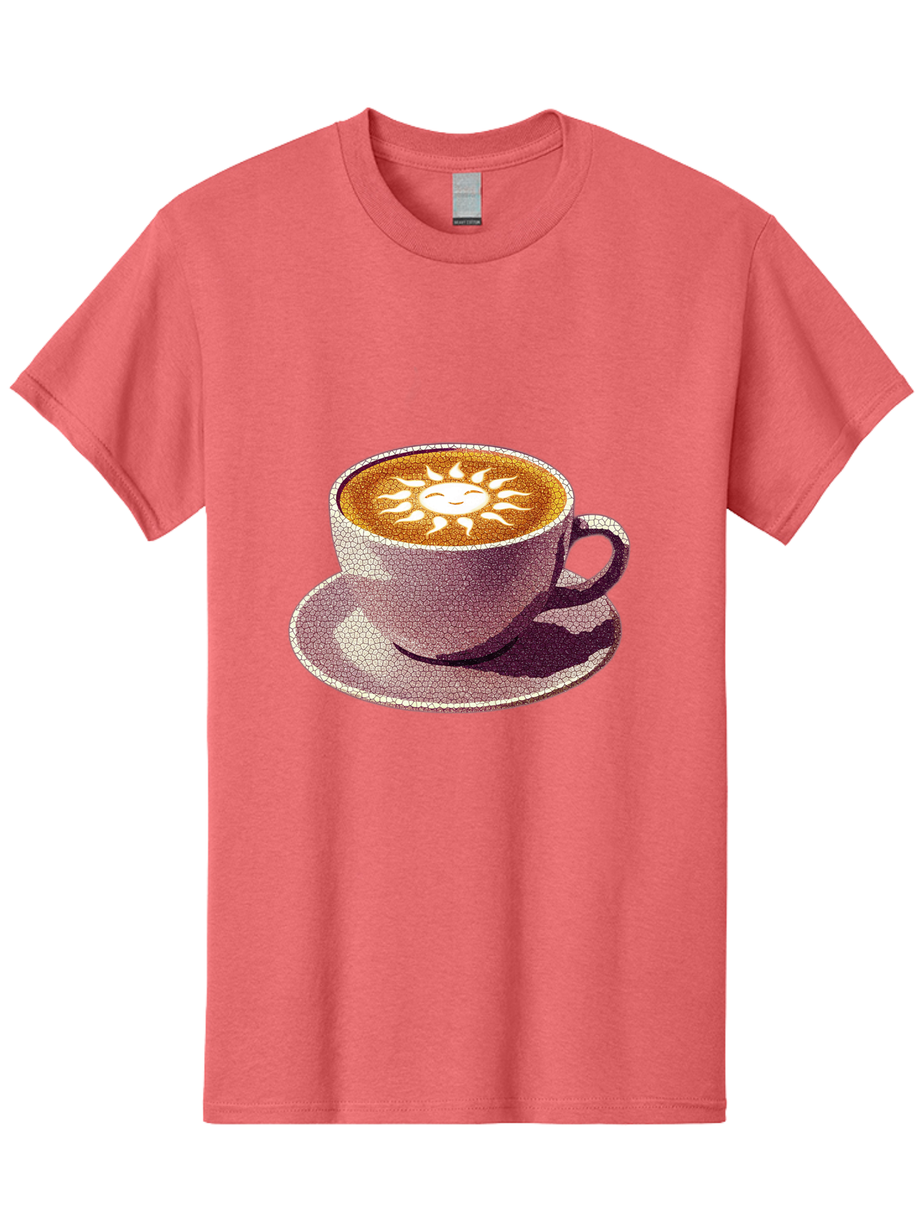 Coffee-Cup-Sun Men'S Graphic Tee, 100% Cotton, Comfortable Casual Summer Wear, Machine Washable, Coffee Cup, Latte Art, Sun Design, Heart Shape, Morning Coffee, Coffee Break, Espresso, Cafe Culture, Warm Beverage, Daily Grind Baa364