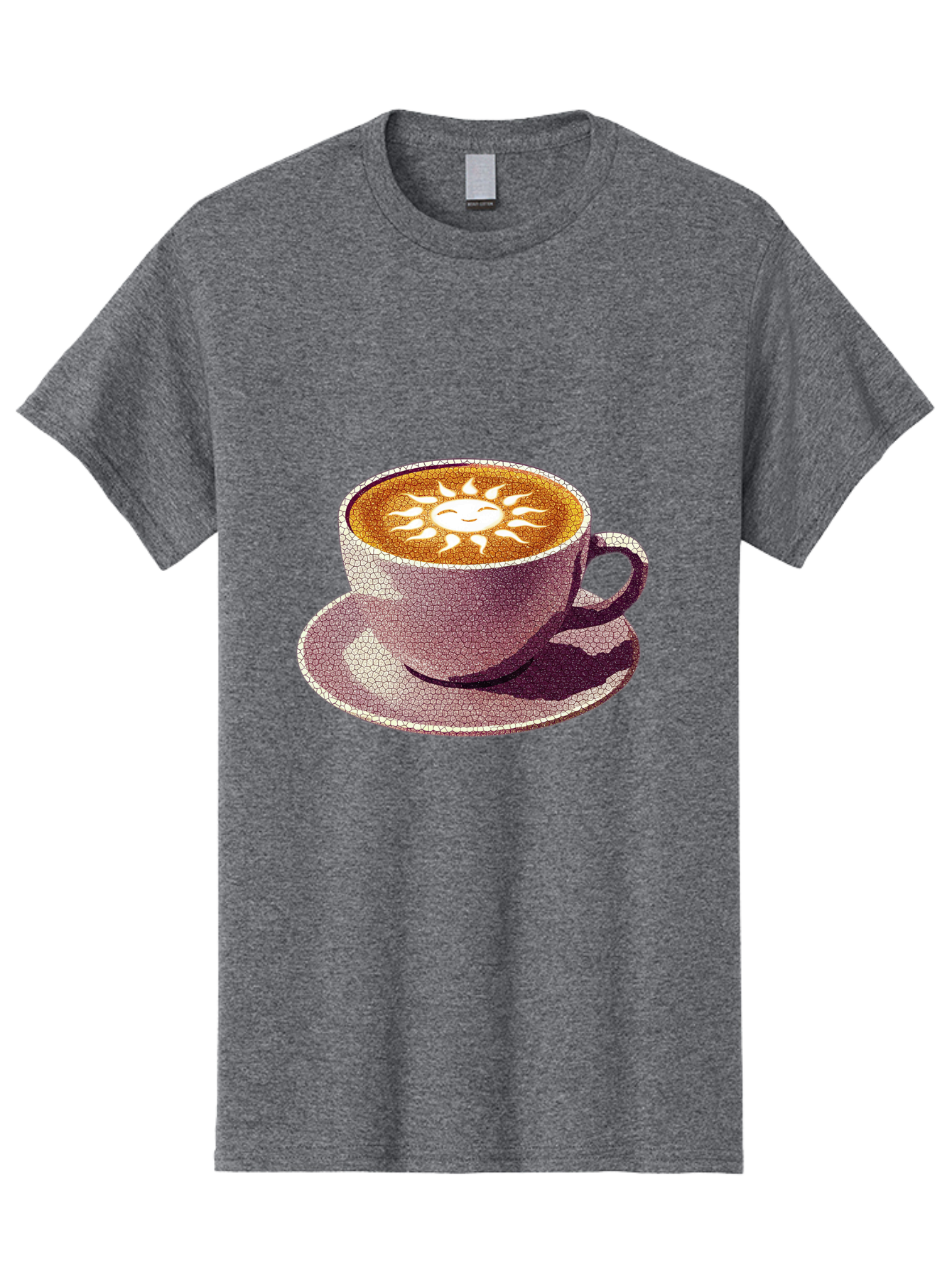 Coffee-Cup-Sun Men'S Graphic Tee, 100% Cotton, Comfortable Casual Summer Wear, Machine Washable, Coffee Cup, Latte Art, Sun Design, Heart Shape, Morning Coffee, Coffee Break, Espresso, Cafe Culture, Warm Beverage, Daily Grind Baa364