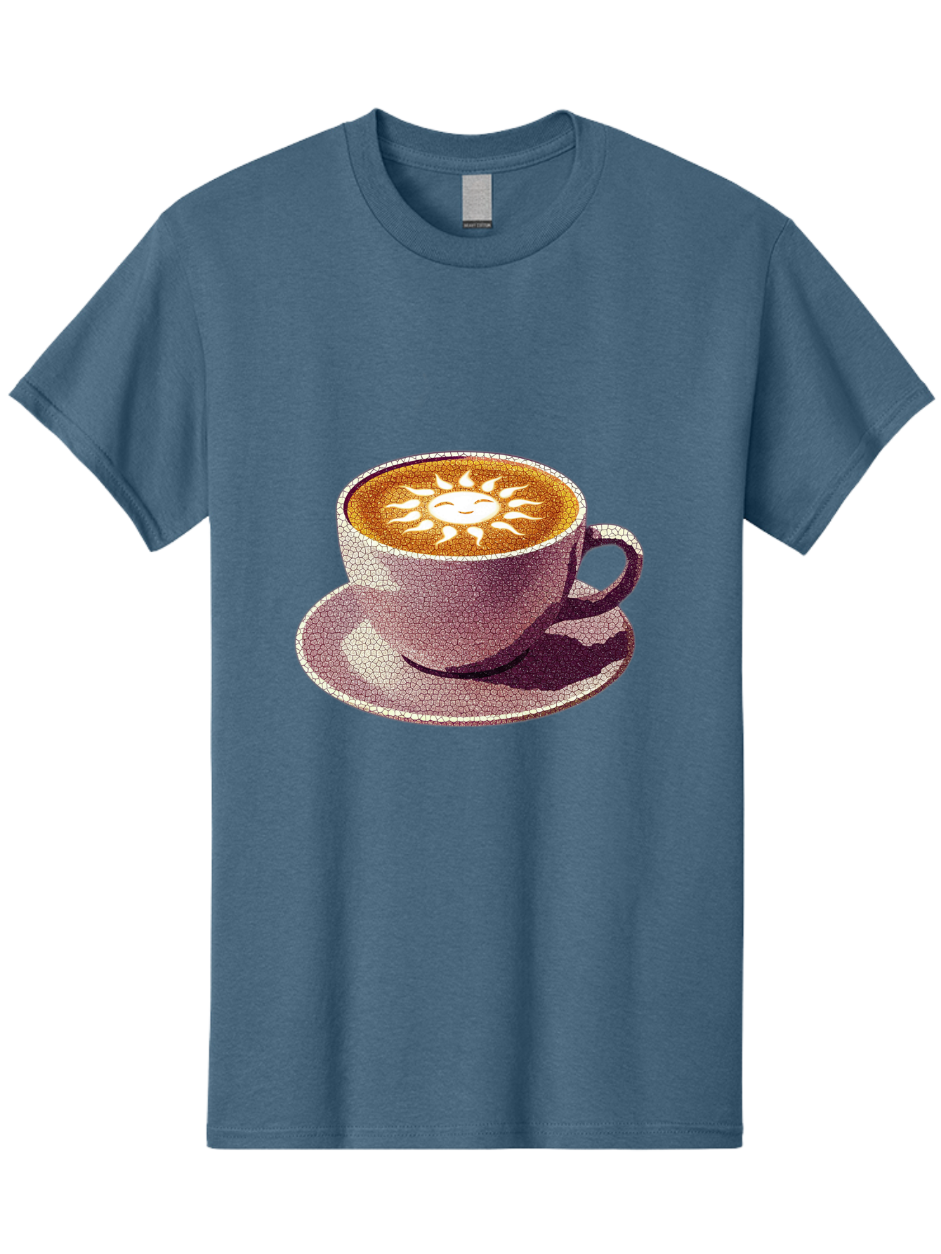 Coffee-Cup-Sun Men'S Graphic Tee, 100% Cotton, Comfortable Casual Summer Wear, Machine Washable, Coffee Cup, Latte Art, Sun Design, Heart Shape, Morning Coffee, Coffee Break, Espresso, Cafe Culture, Warm Beverage, Daily Grind Baa364