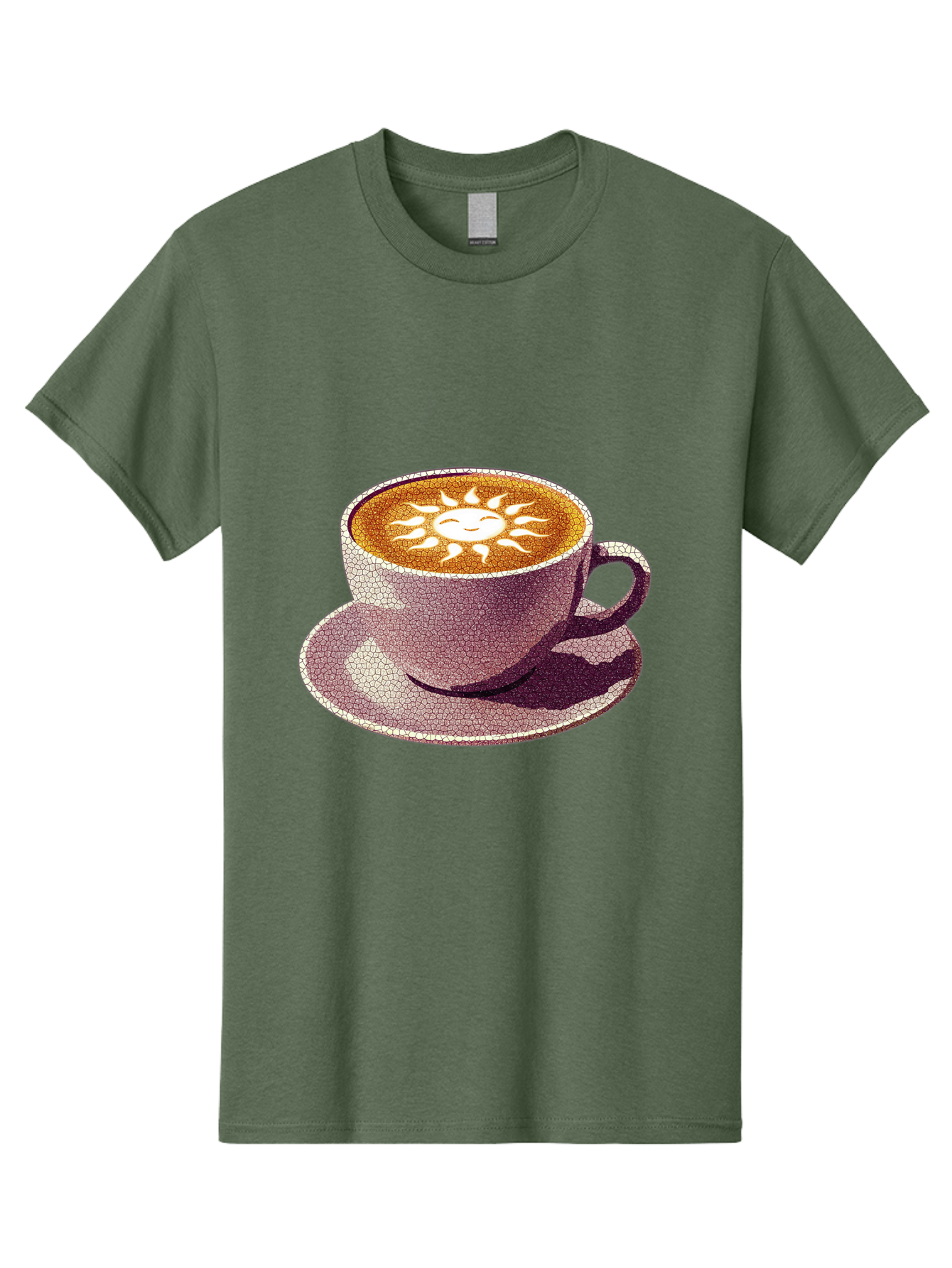 Coffee-Cup-Sun Men'S Graphic Tee, 100% Cotton, Comfortable Casual Summer Wear, Machine Washable, Coffee Cup, Latte Art, Sun Design, Heart Shape, Morning Coffee, Coffee Break, Espresso, Cafe Culture, Warm Beverage, Daily Grind Baa364