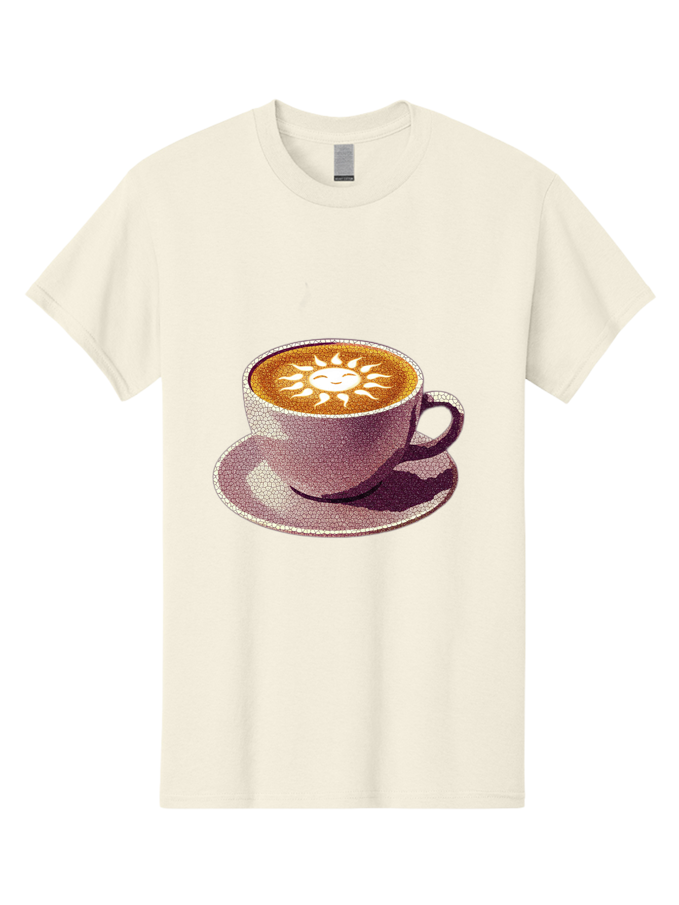 Coffee-Cup-Sun Men'S Graphic Tee, 100% Cotton, Comfortable Casual Summer Wear, Machine Washable, Coffee Cup, Latte Art, Sun Design, Heart Shape, Morning Coffee, Coffee Break, Espresso, Cafe Culture, Warm Beverage, Daily Grind Baa364