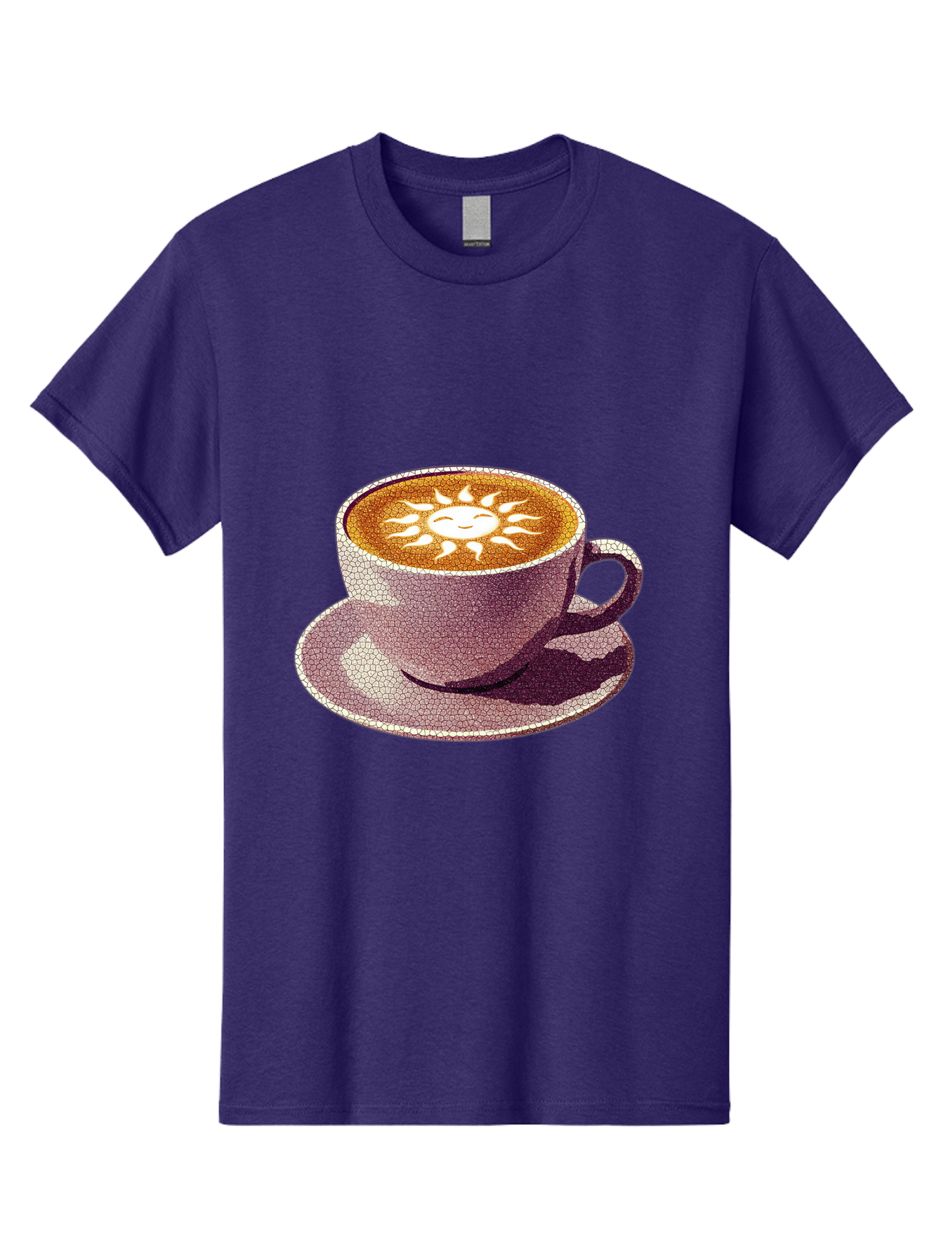 Coffee-Cup-Sun Men'S Graphic Tee, 100% Cotton, Comfortable Casual Summer Wear, Machine Washable, Coffee Cup, Latte Art, Sun Design, Heart Shape, Morning Coffee, Coffee Break, Espresso, Cafe Culture, Warm Beverage, Daily Grind Baa364