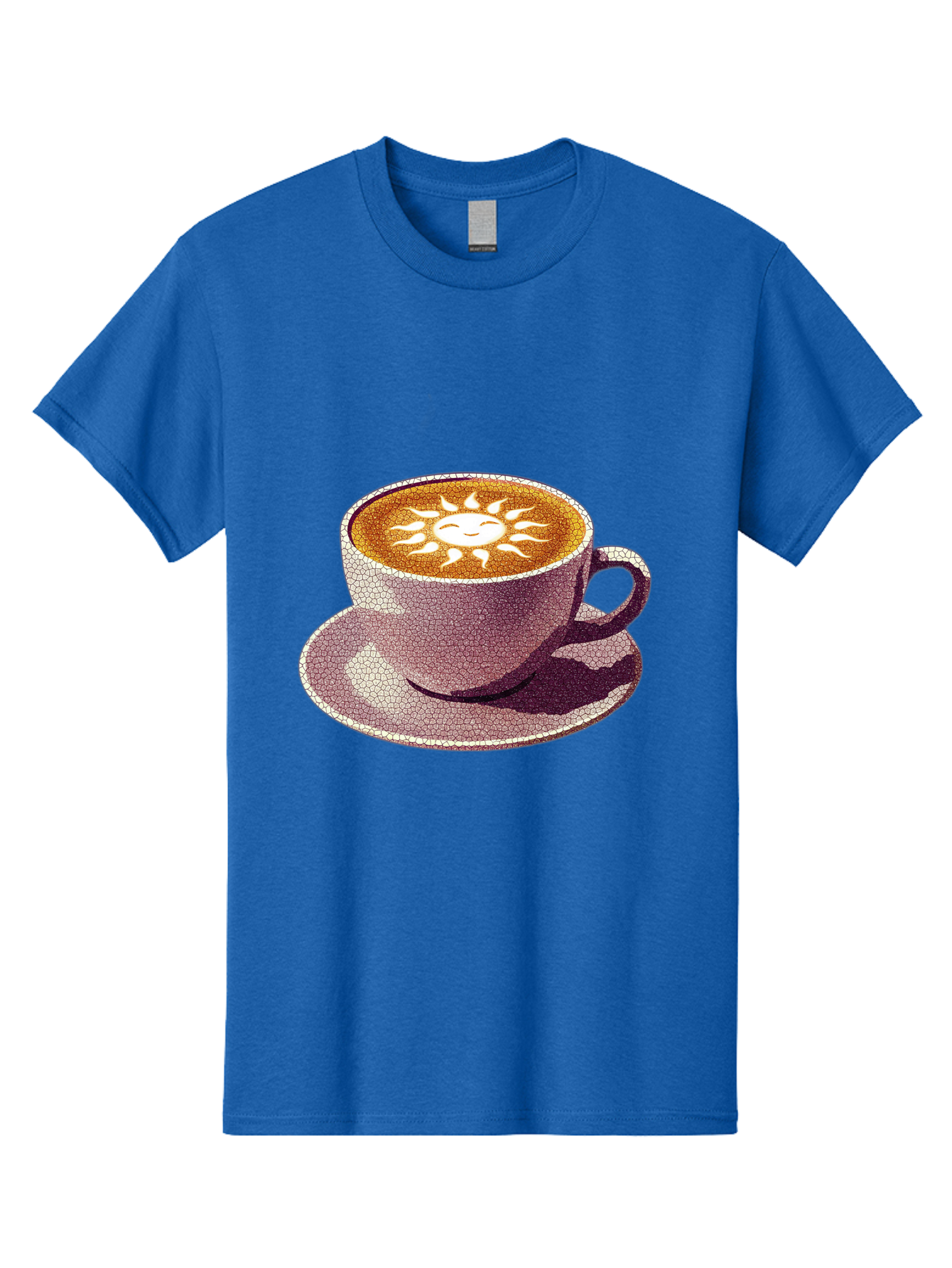 Coffee-Cup-Sun Men'S Graphic Tee, 100% Cotton, Comfortable Casual Summer Wear, Machine Washable, Coffee Cup, Latte Art, Sun Design, Heart Shape, Morning Coffee, Coffee Break, Espresso, Cafe Culture, Warm Beverage, Daily Grind Baa364