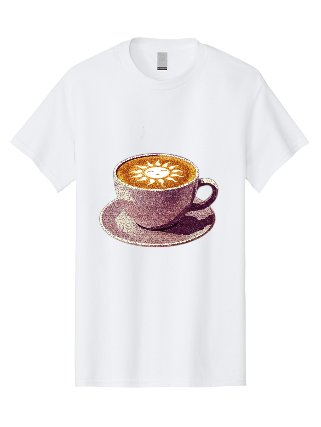 Coffee-Cup-Sun Men'S Graphic Tee, 100% Cotton, Comfortable Casual Summer Wear, Machine Washable, Coffee Cup, Latte Art, Sun Design, Heart Shape, Morning Coffee, Coffee Break, Espresso, Cafe Culture, Warm Beverage, Daily Grind Baa364