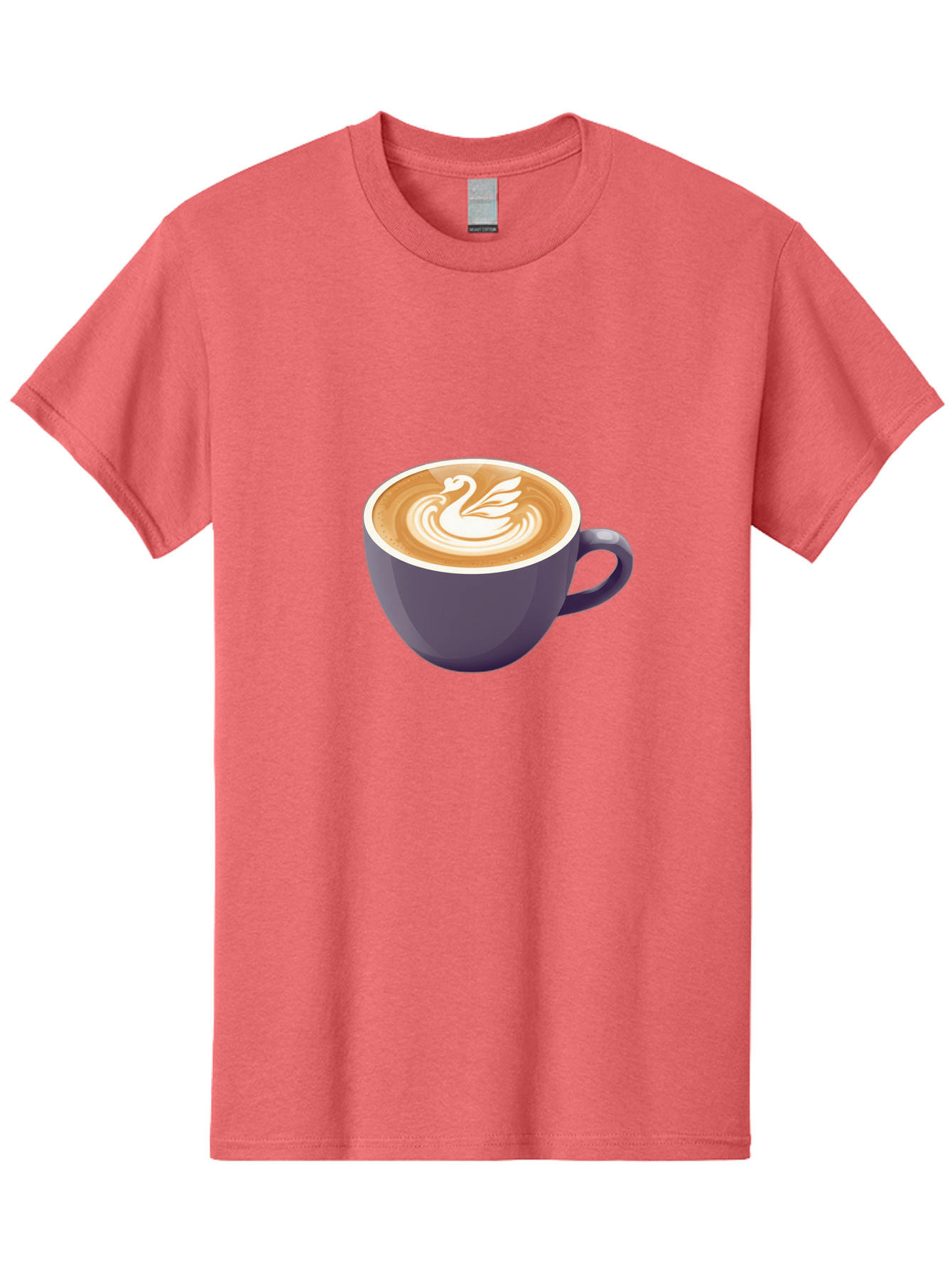 Coffee-Cup-With-Swan Men'S Graphic Tee, 100% Cotton, Comfortable Casual Summer Wear, Machine Washable, Coffee Cup, Cappuccino, Latte Art, Swan Design, Purple Cup, White Foam, Coffee Drink, Cafe Culture, Morning Coffee, Coffee Lover Baa365