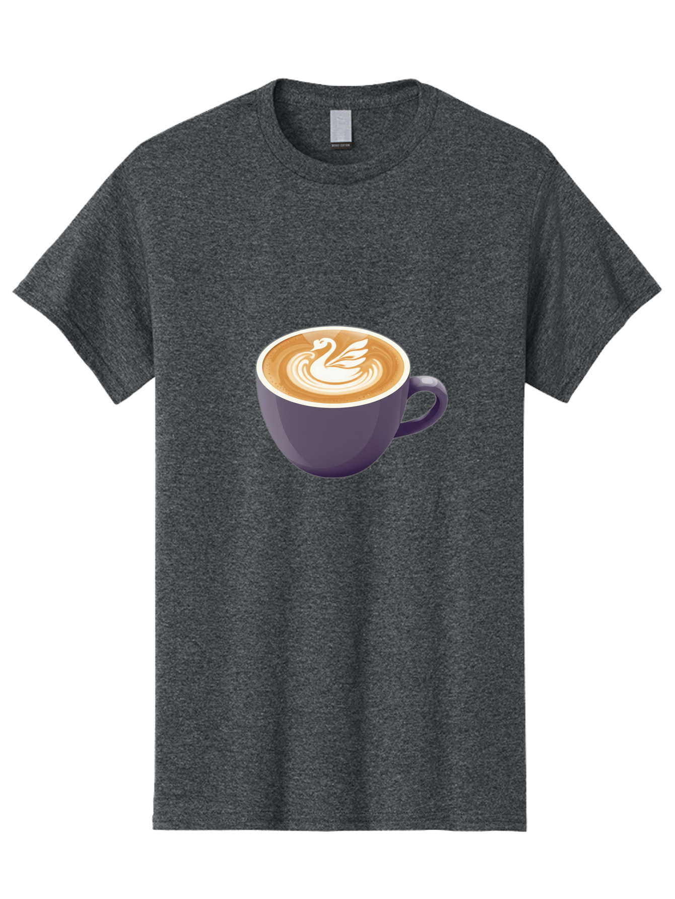 Coffee-Cup-With-Swan Men'S Graphic Tee, 100% Cotton, Comfortable Casual Summer Wear, Machine Washable, Coffee Cup, Cappuccino, Latte Art, Swan Design, Purple Cup, White Foam, Coffee Drink, Cafe Culture, Morning Coffee, Coffee Lover Baa365