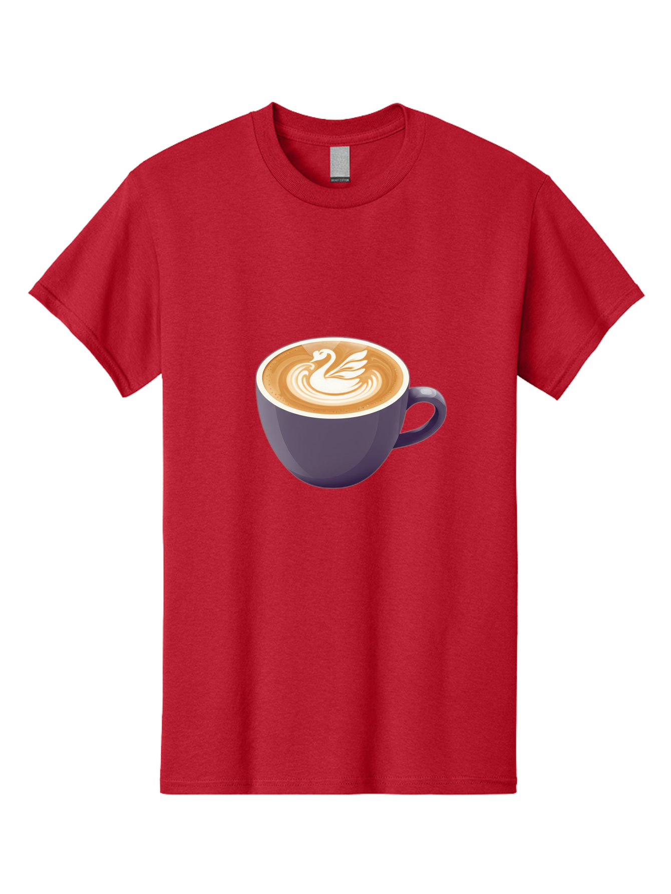 Coffee-Cup-With-Swan Men'S Graphic Tee, 100% Cotton, Comfortable Casual Summer Wear, Machine Washable, Coffee Cup, Cappuccino, Latte Art, Swan Design, Purple Cup, White Foam, Coffee Drink, Cafe Culture, Morning Coffee, Coffee Lover Baa365