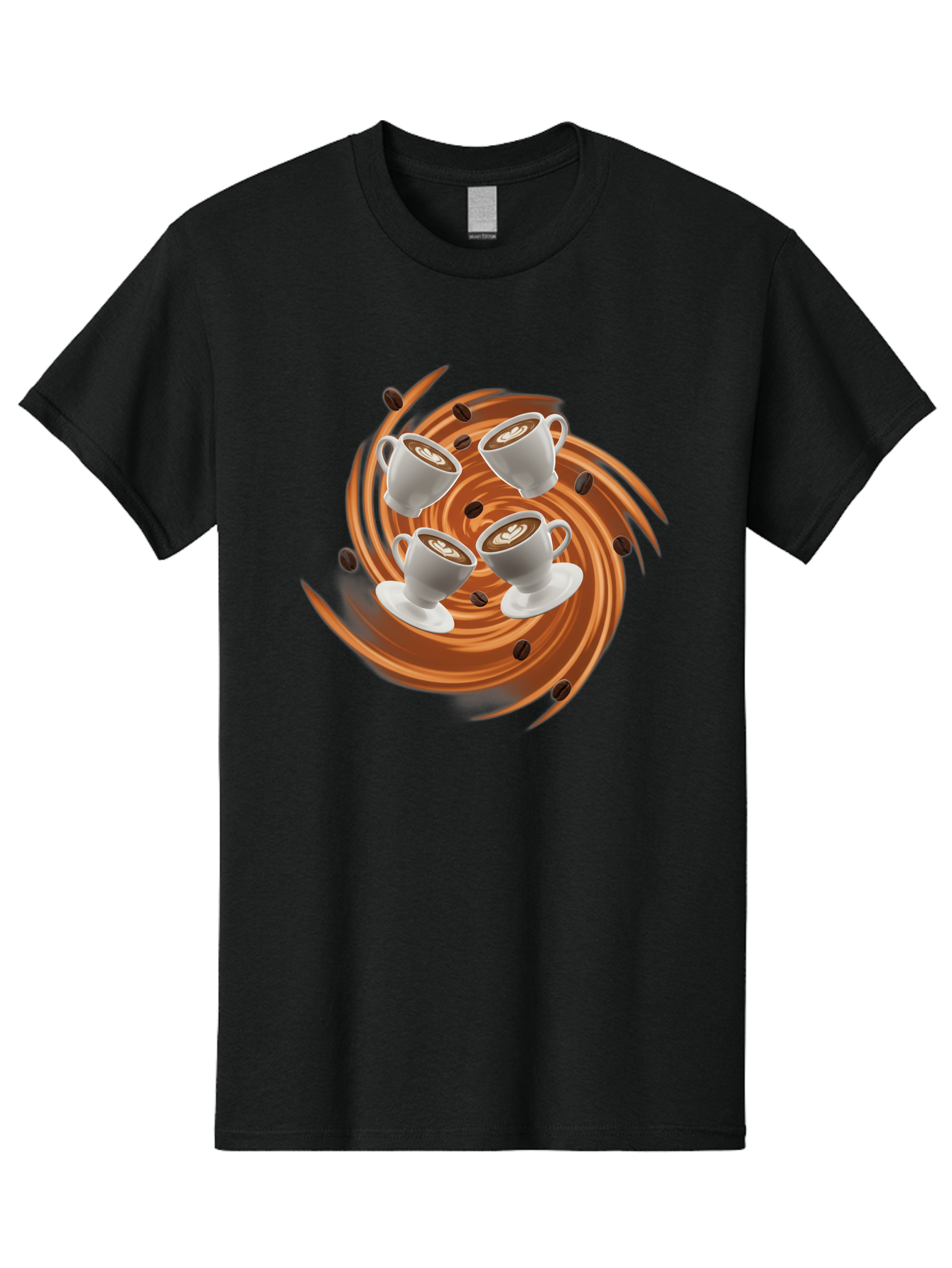 Coffee-Cups Men'S Graphic Tee, 100% Cotton, Comfortable Casual Summer Wear, Machine Washable, Coffee Cups, Espresso, Coffee Beans, Swirling Motion, Rich Coffee, Coffee Art, Latte Art, Coffee Culture Baa370