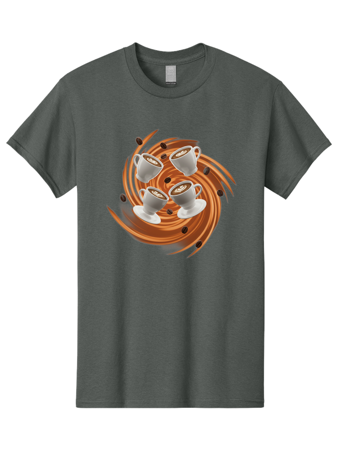 Coffee-Cups Men'S Graphic Tee, 100% Cotton, Comfortable Casual Summer Wear, Machine Washable, Coffee Cups, Espresso, Coffee Beans, Swirling Motion, Rich Coffee, Coffee Art, Latte Art, Coffee Culture Baa370